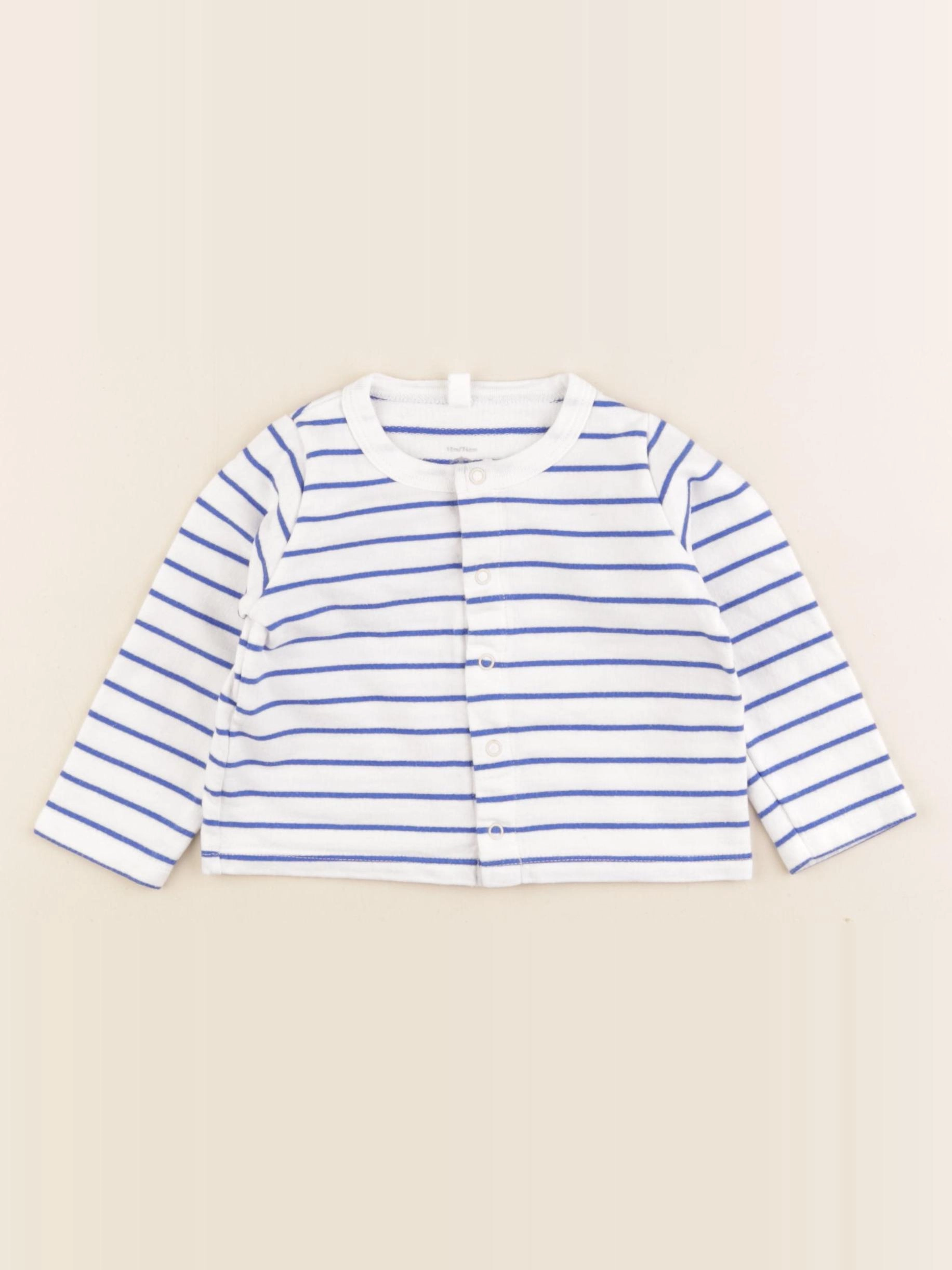 Petit Bateau - tee-shirt bleu, blanc - 12 mois