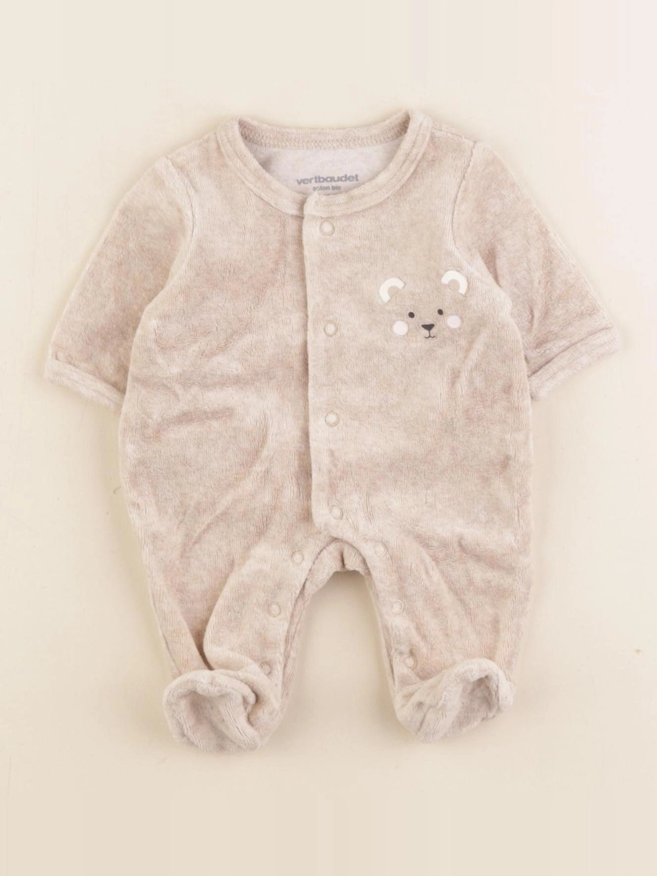 Vertbaudet - pyjama velours beige - Prématuré