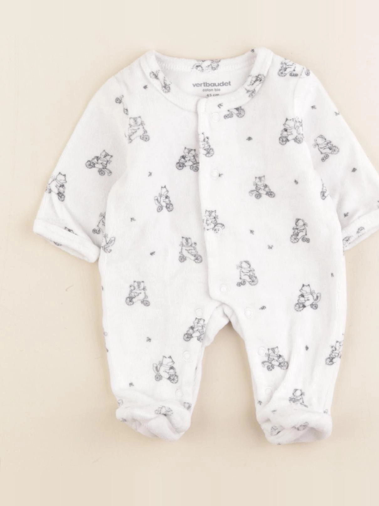 Vertbaudet - pyjama velours beige - Prématuré