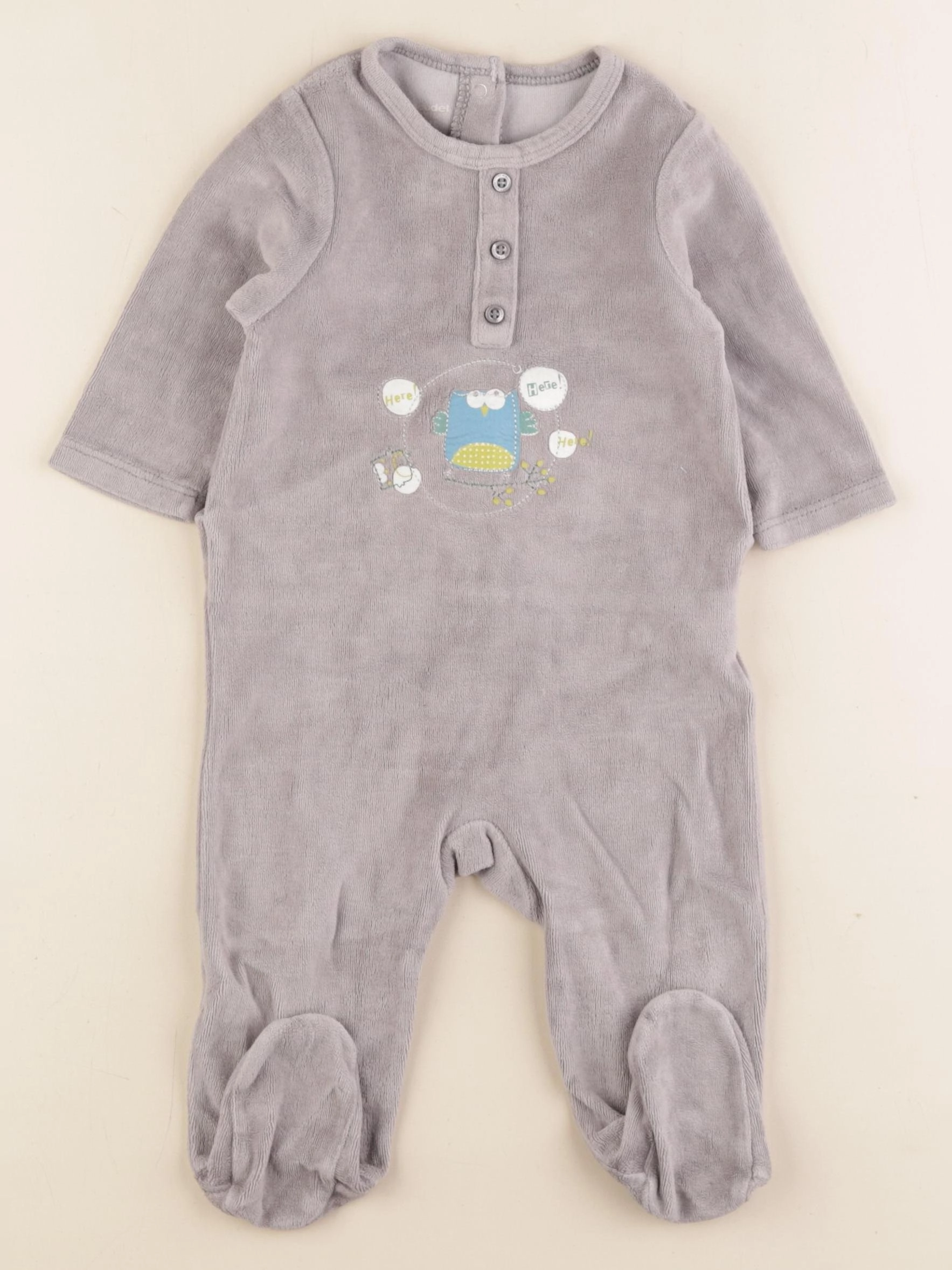 Vertbaudet - pyjama velours gris - 9 mois