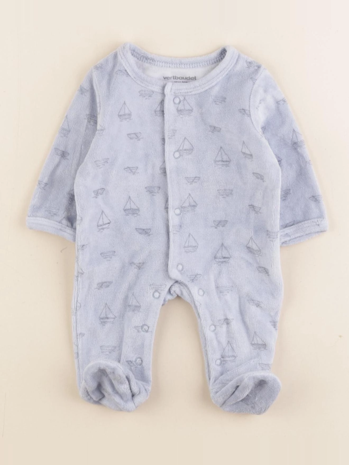 Vertbaudet - pyjama velours bleu - 0 mois