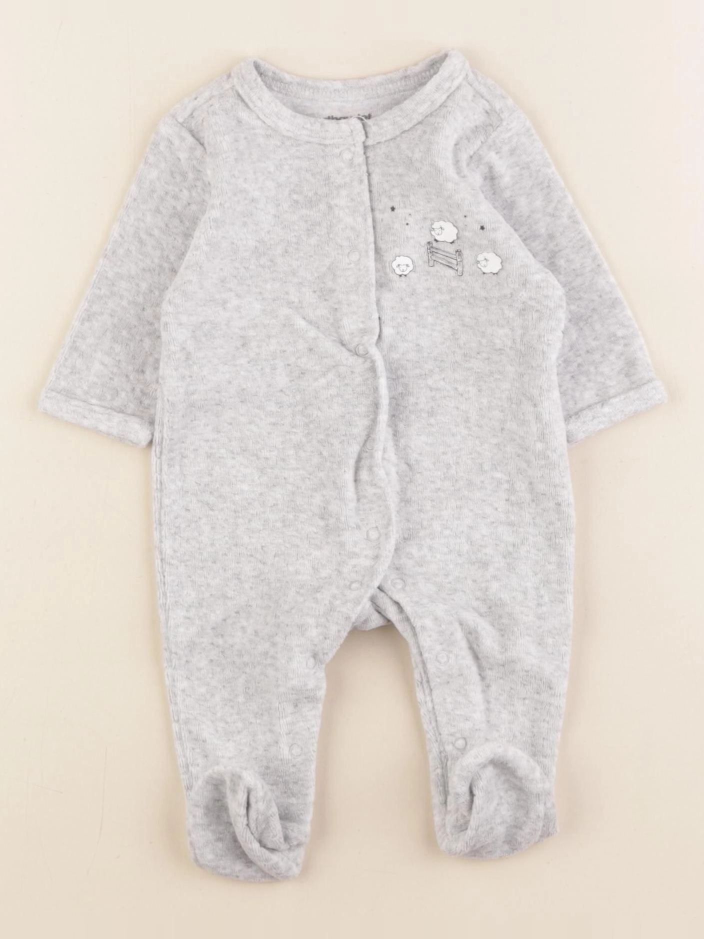 Vertbaudet - pyjama velours gris - 1 mois