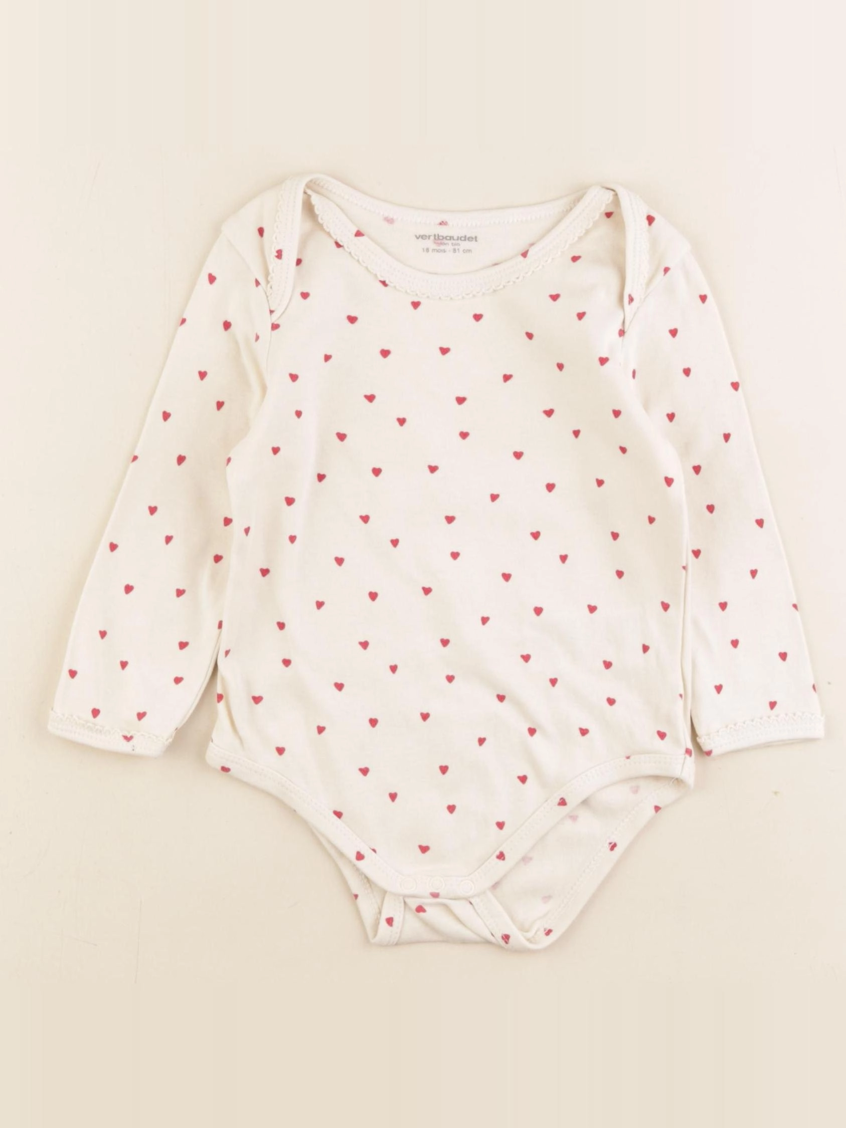 Vertbaudet - body beige, rouge - 18 mois