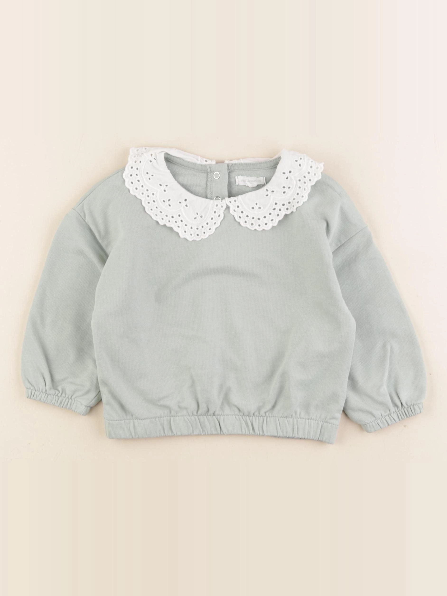 Vertbaudet - sweat vert - 18 mois