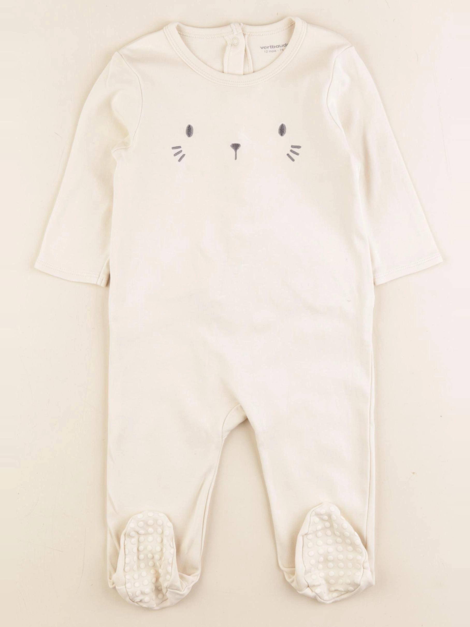 Vertbaudet - pyjama coton beige - 12 mois