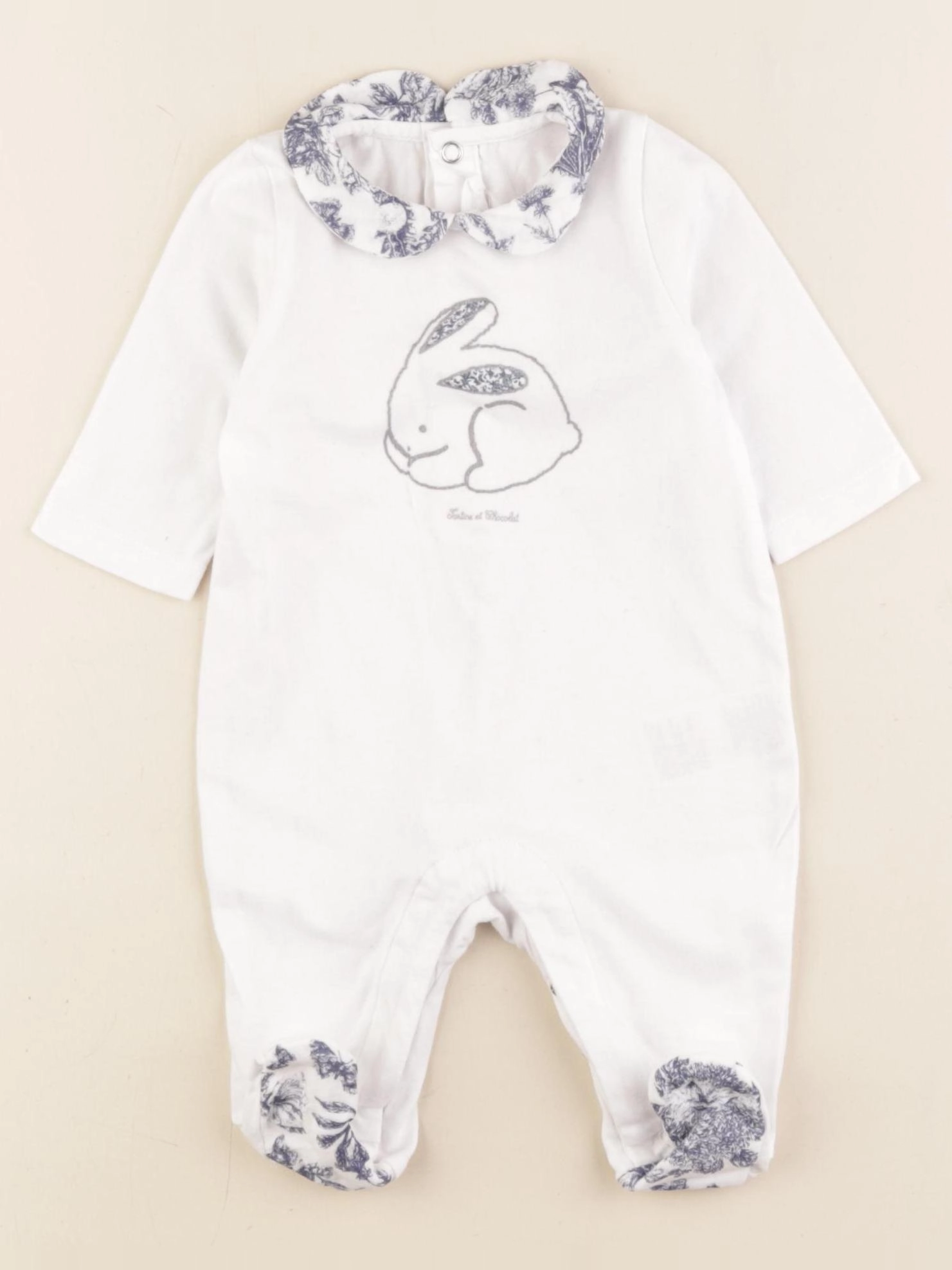 Tartine & Chocolat - pyjama coton blanc - 1 mois