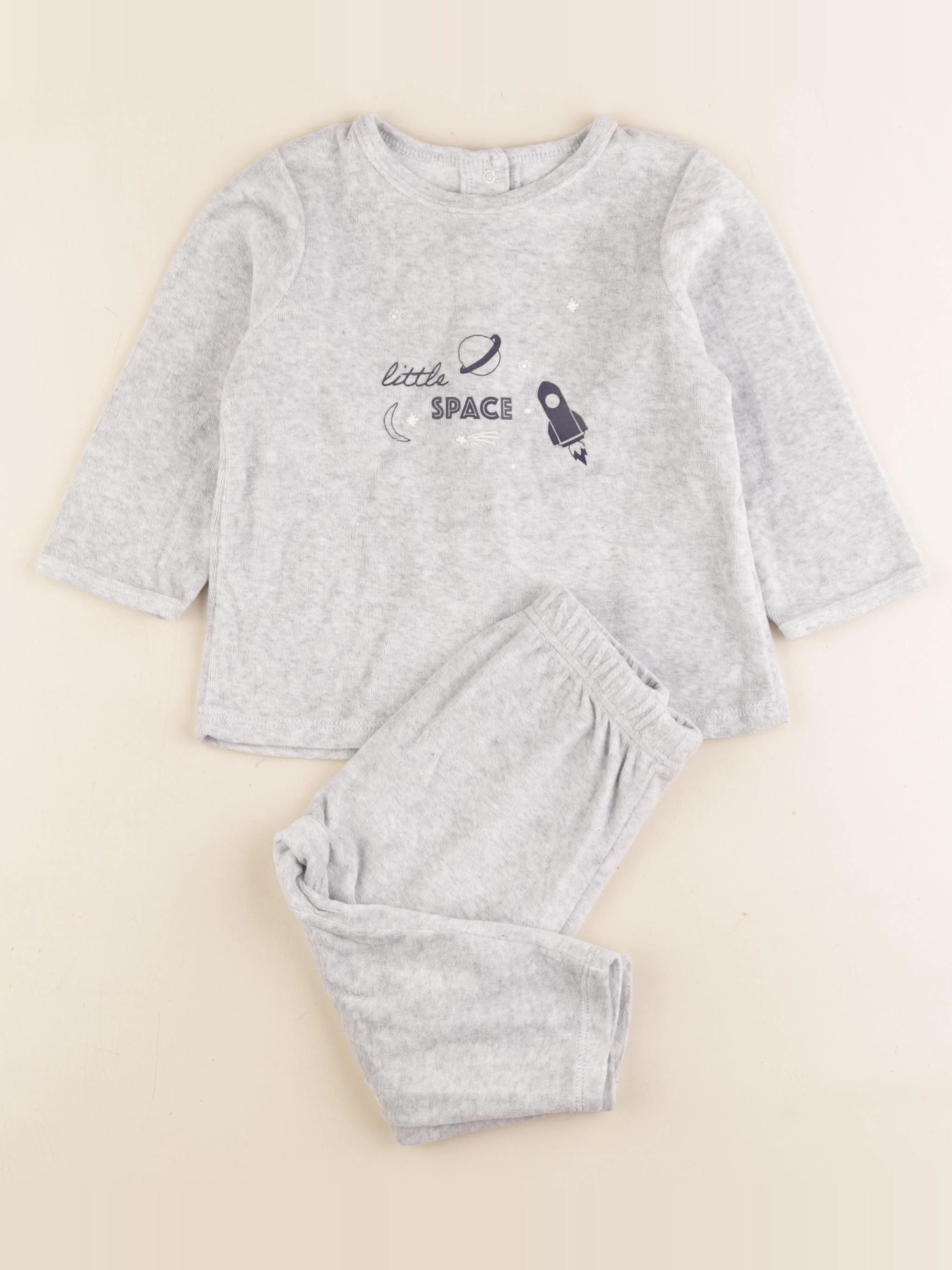 Vertbaudet - pyjama velours gris - 18 mois