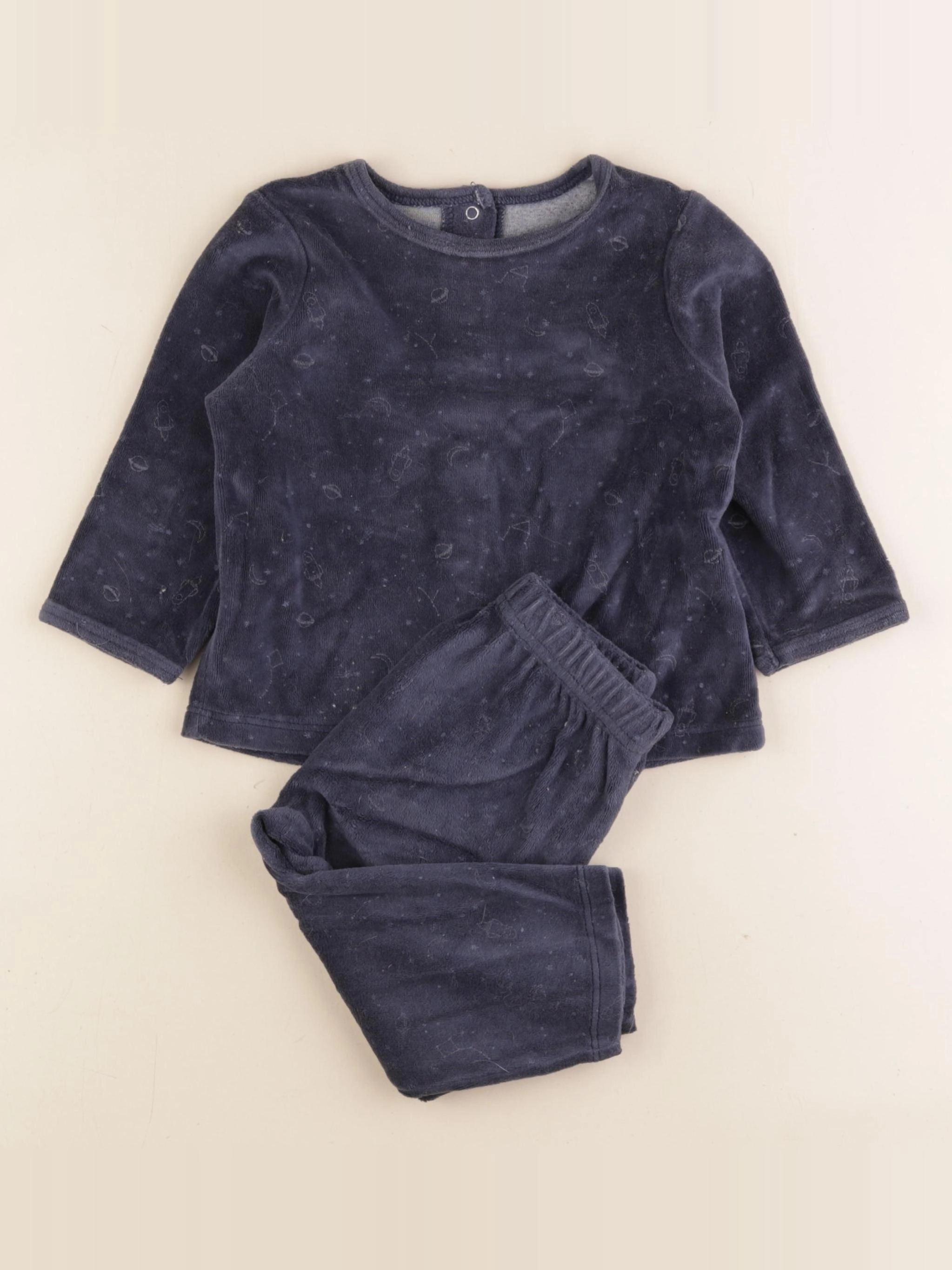 Vertbaudet - pyjama velours bleu - 18 mois