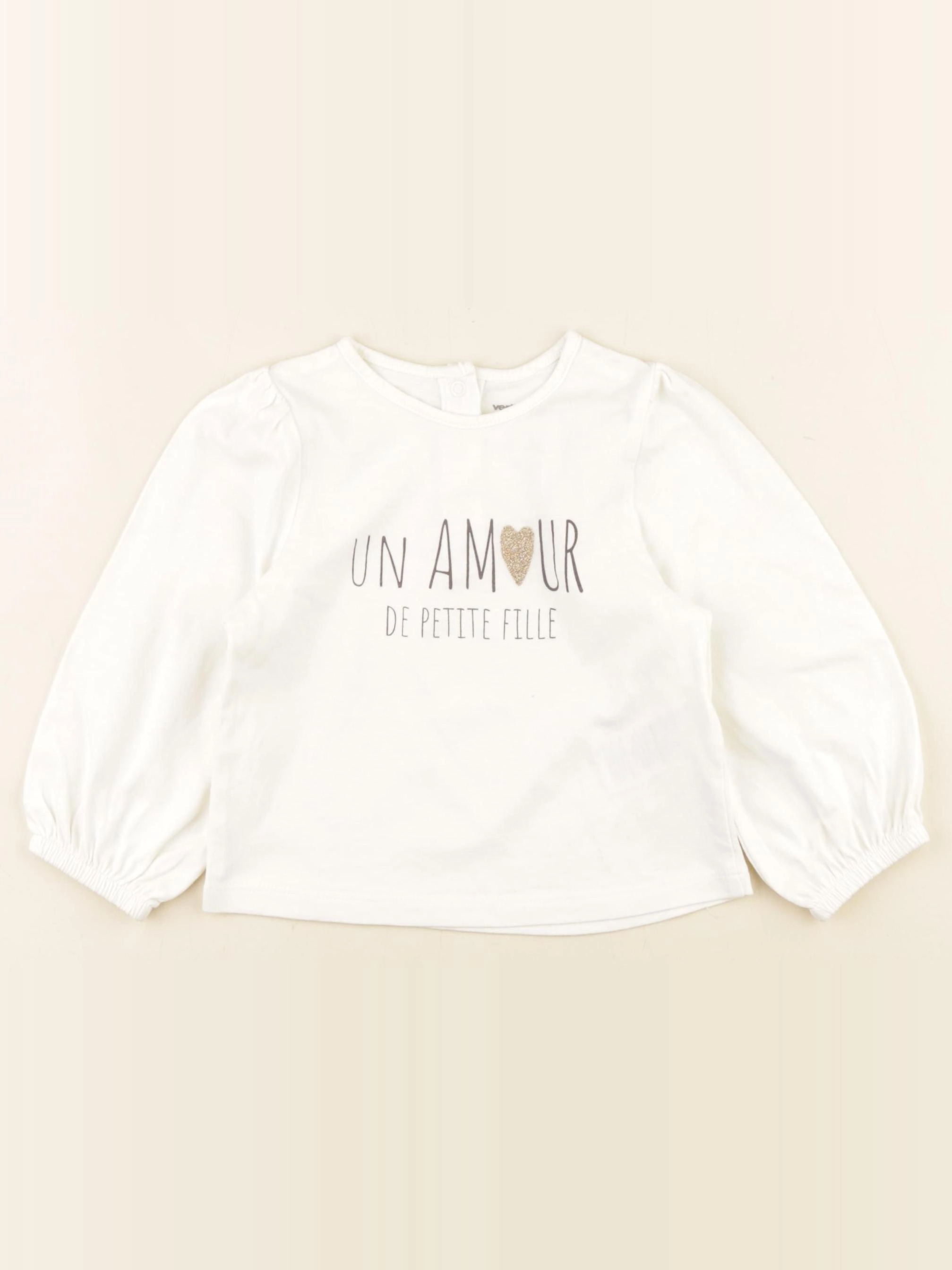 Vertbaudet - tee-shirt blanc, or - 18 mois