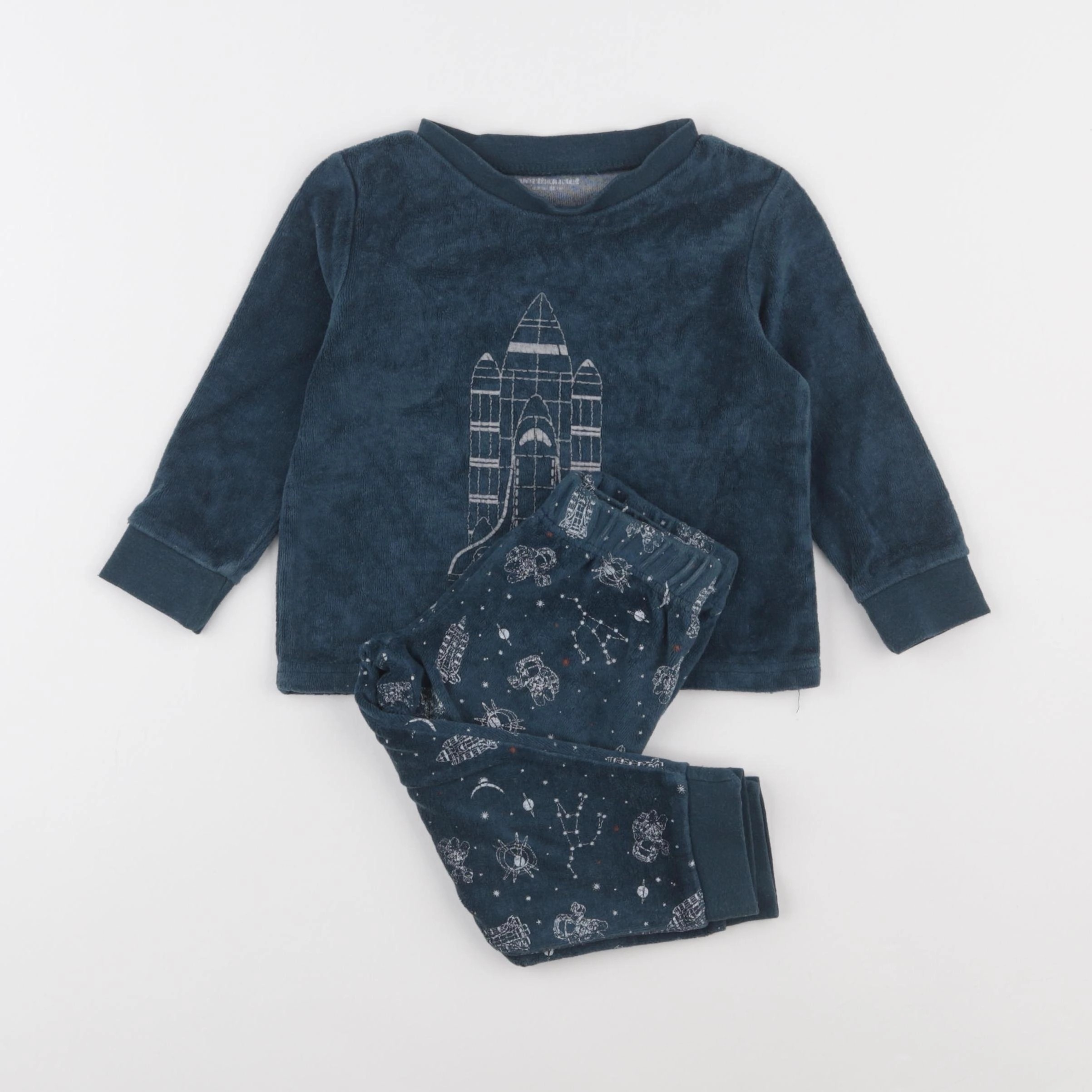 Vertbaudet - pyjama velours bleu - 2 ans