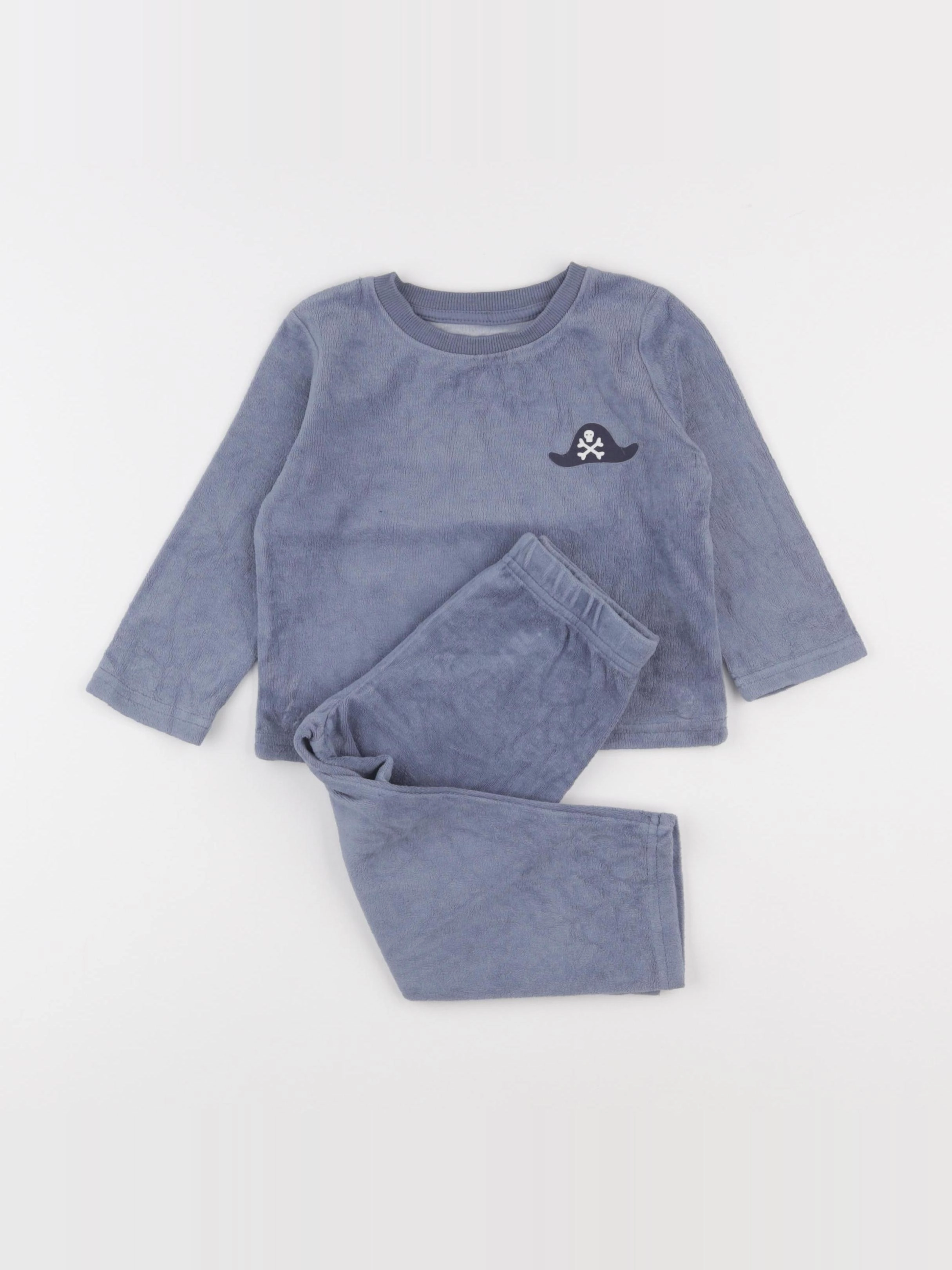 Vertbaudet - pyjama velours bleu - 2 ans