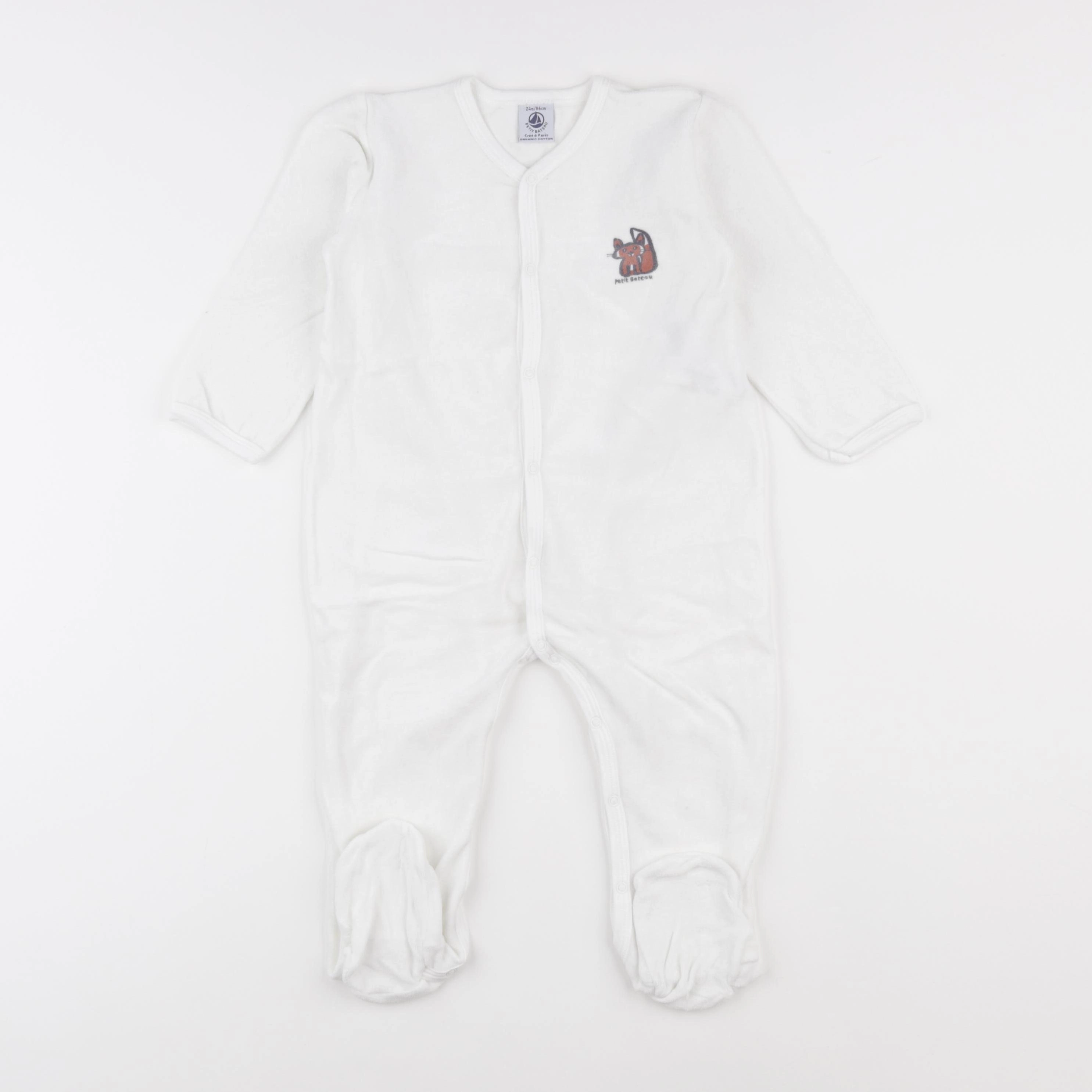 Petit Bateau - pyjama velours blanc - 24 mois