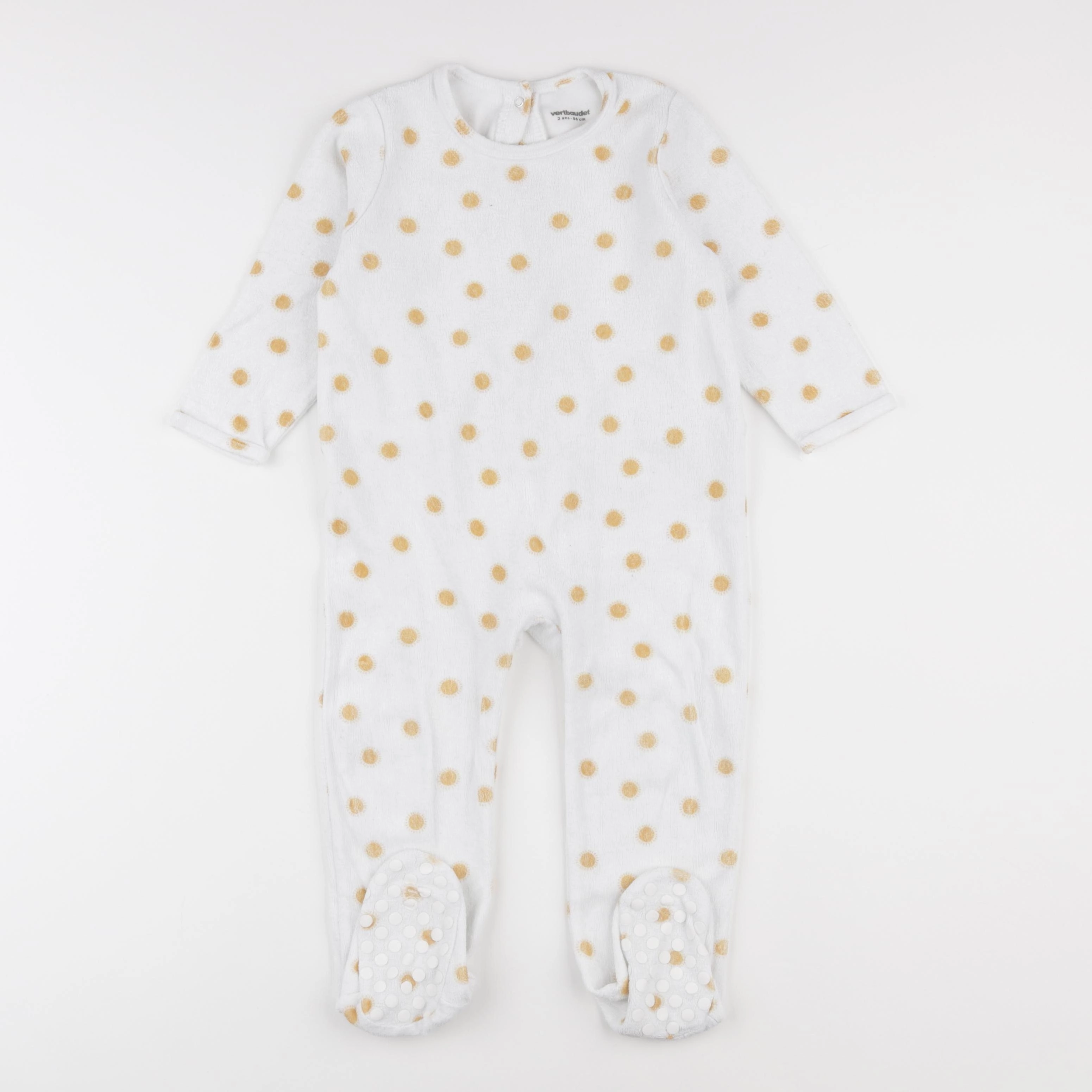 Vertbaudet - pyjama velours blanc, jaune - 2 ans