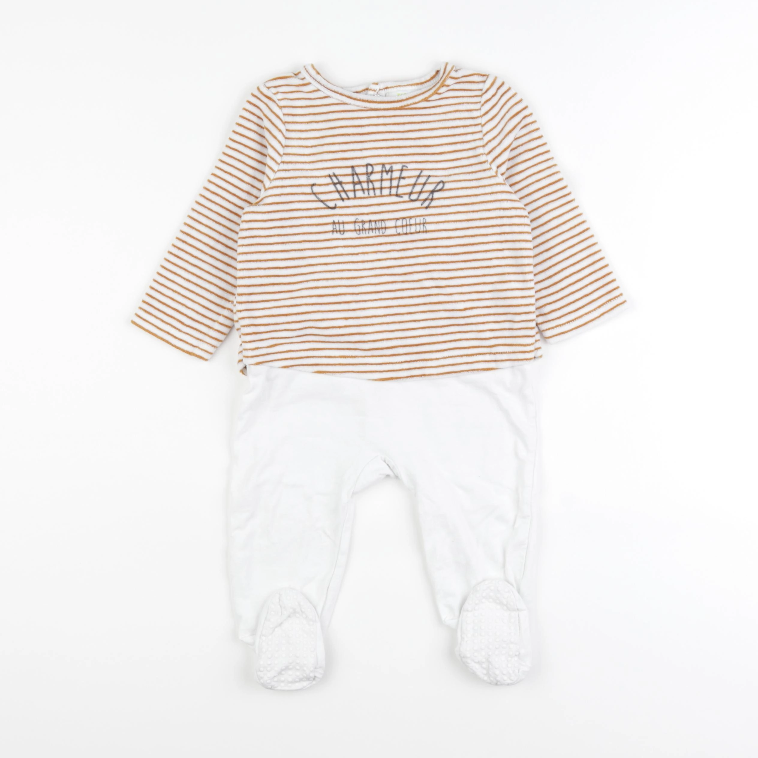 Tape à l'oeil - pyjama velours blanc, jaune - 12 mois