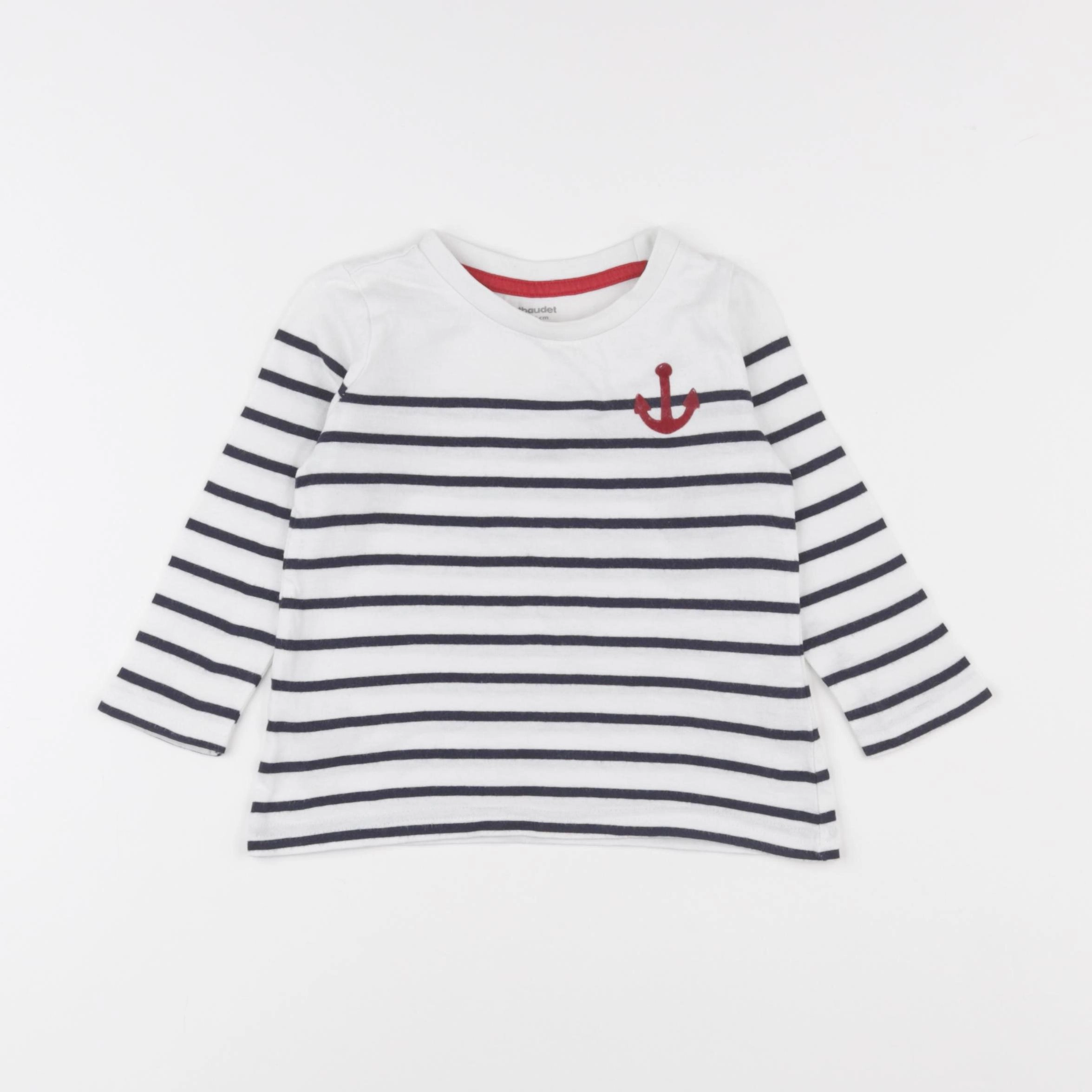 Vertbaudet - tee-shirt blanc, bleu - 2 ans