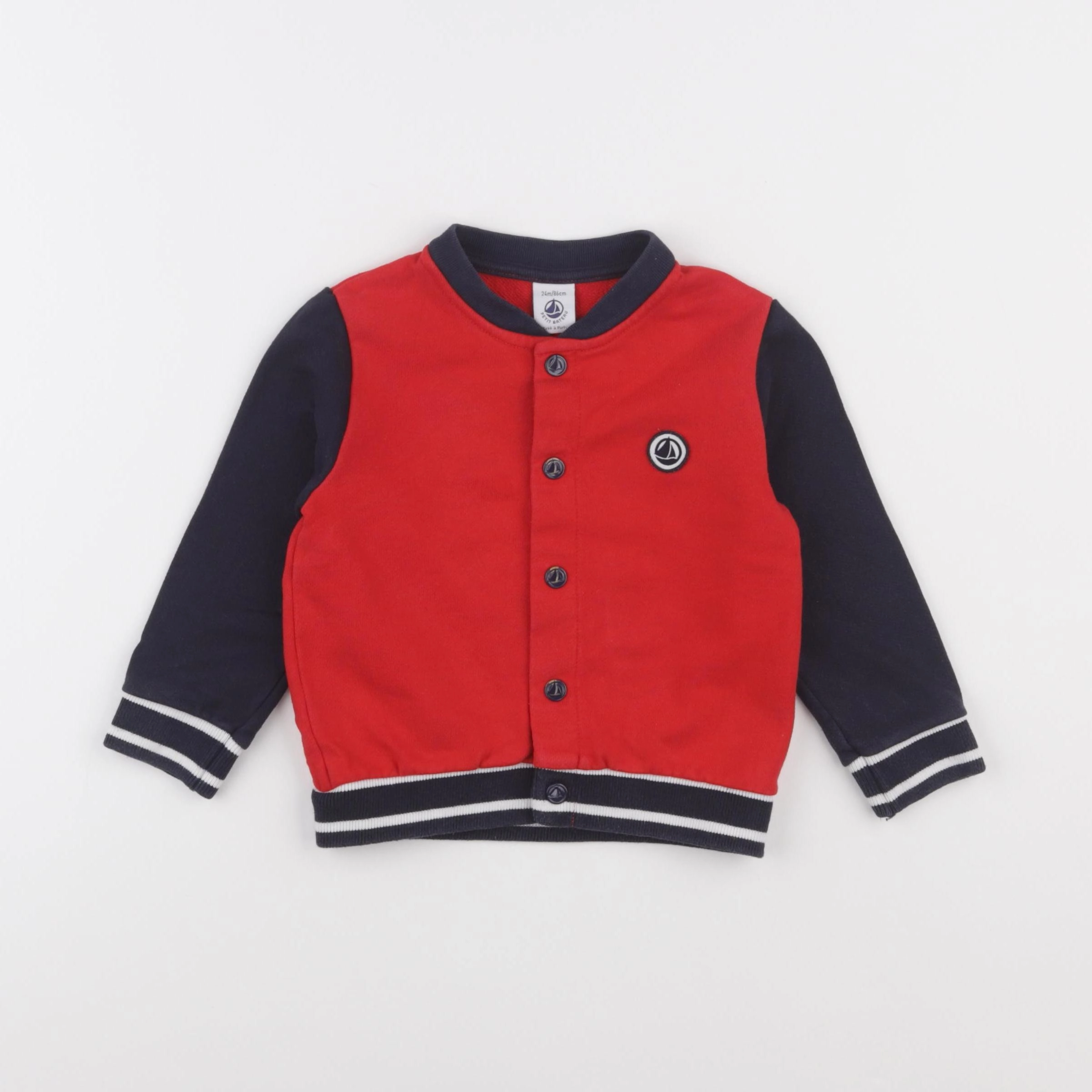 Petit Bateau - veste imprimé au dos rouge, bleu - 24 mois