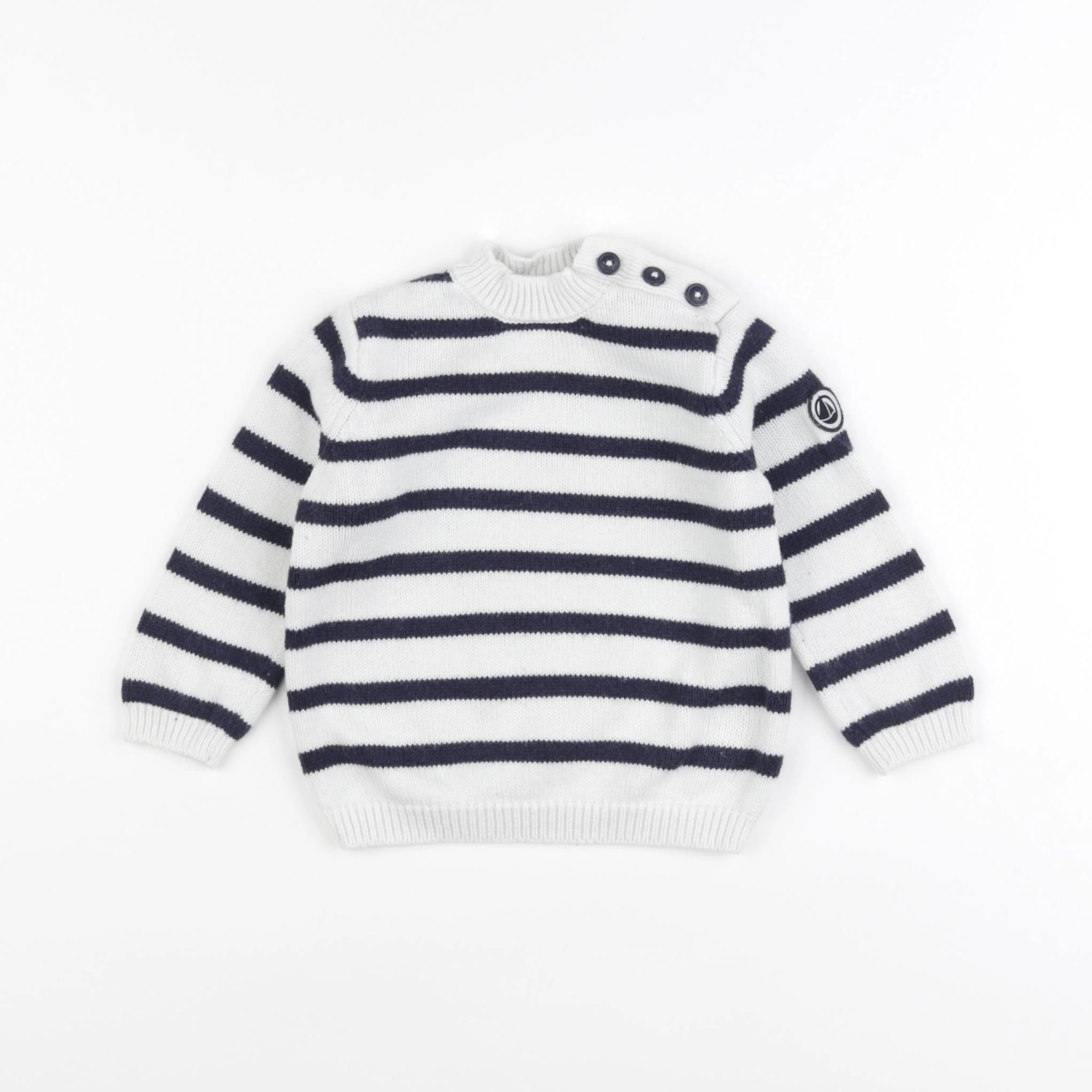 Petit Bateau - pull blanc, bleu - 12 mois