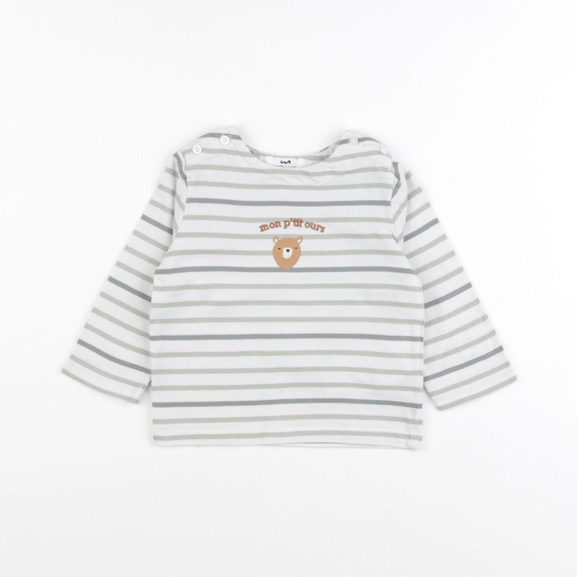 Cyrillus - tee-shirt blanc, vert - 12 mois