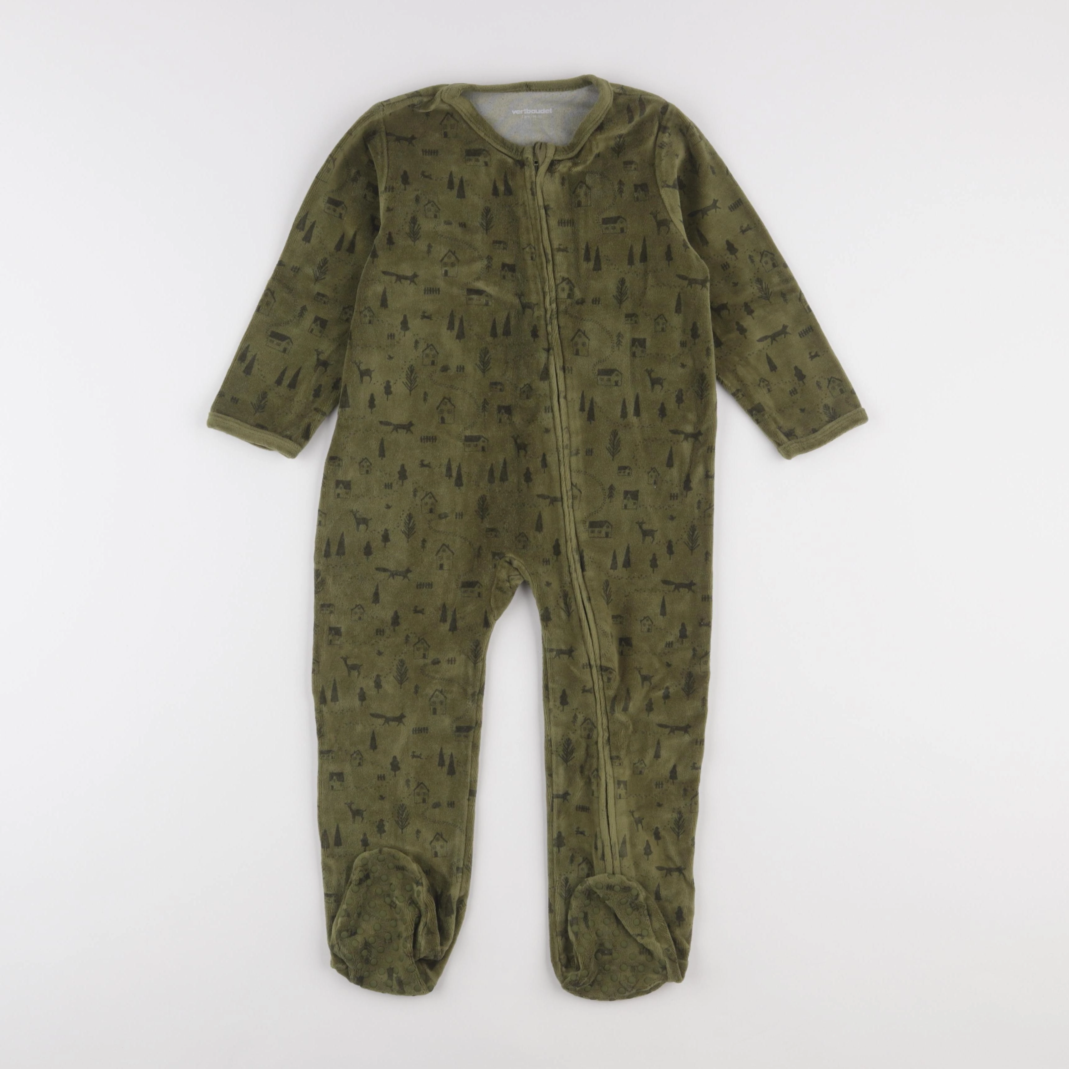 Vertbaudet - pyjama velours vert - 3 ans