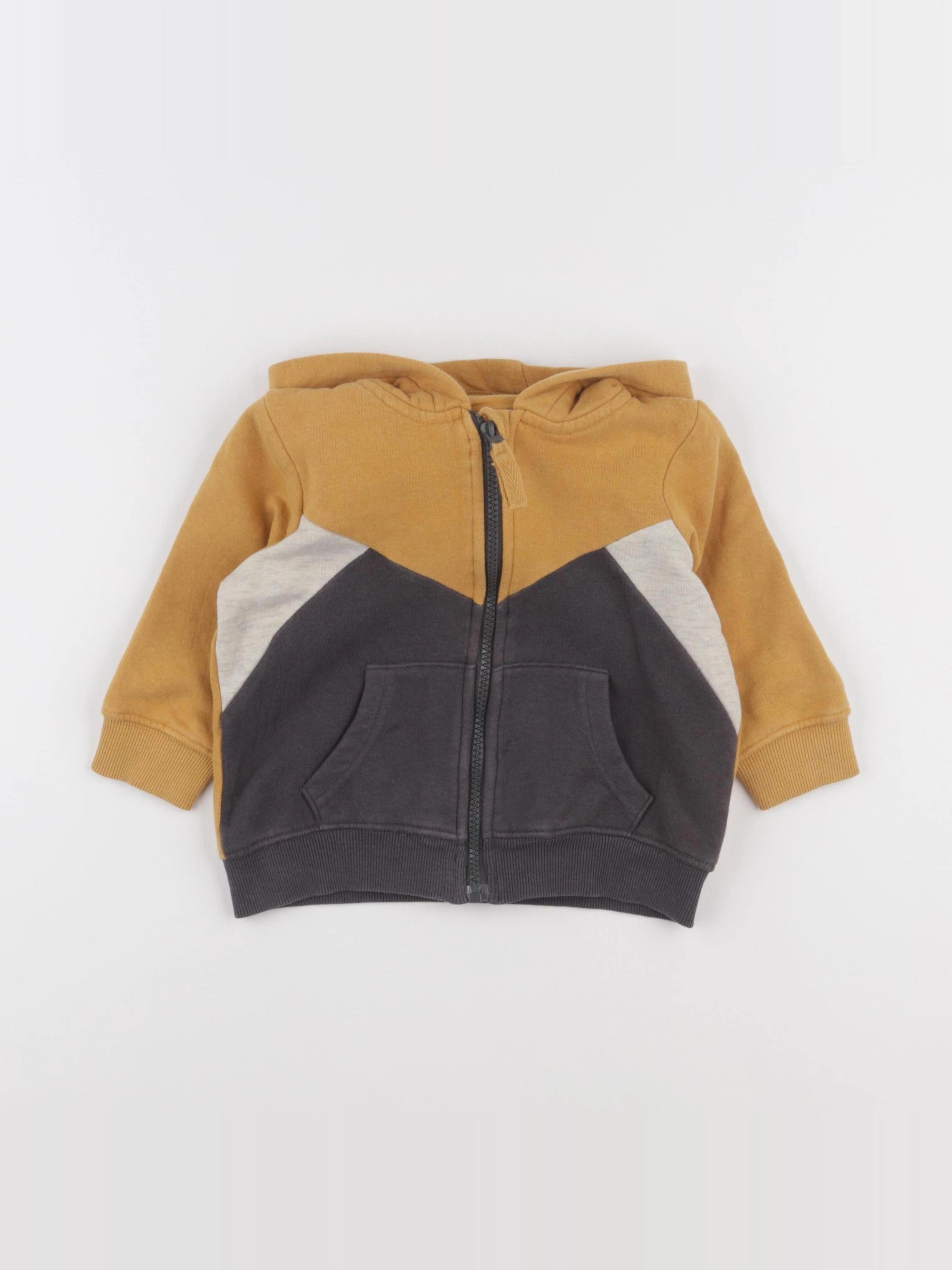 Vertbaudet - sweat jaune, gris - 2 ans