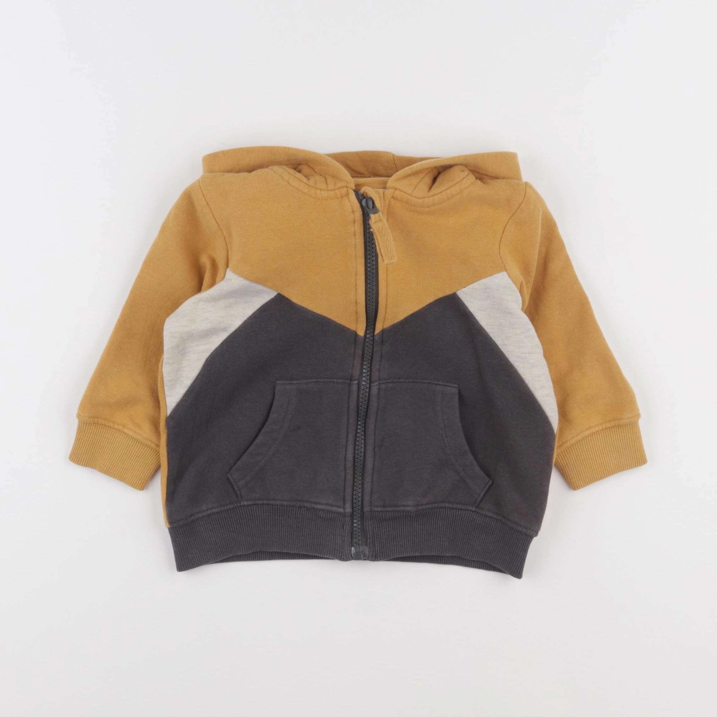 Vertbaudet - sweat jaune, gris - 2 ans