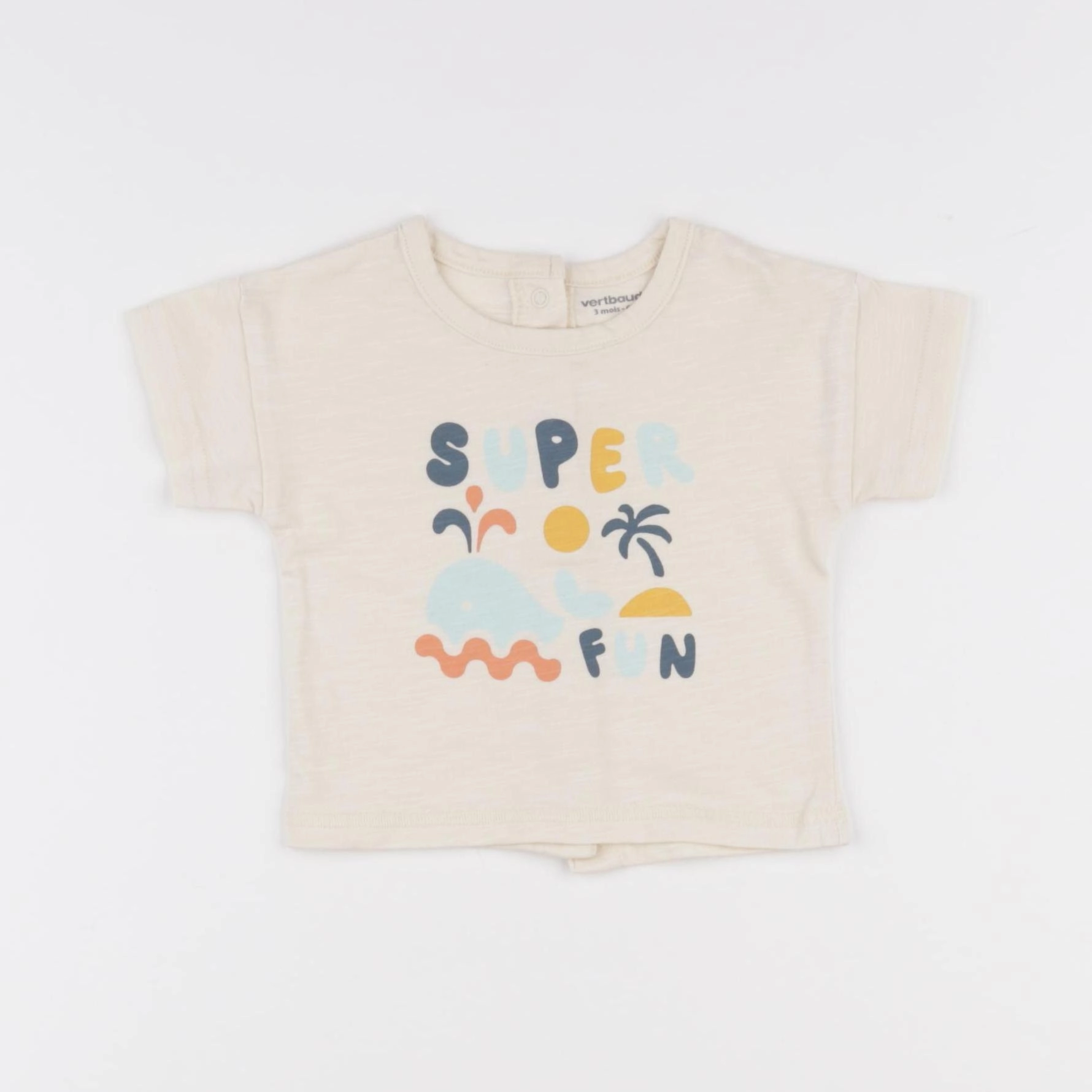 Vertbaudet - tee-shirt beige - 3 mois