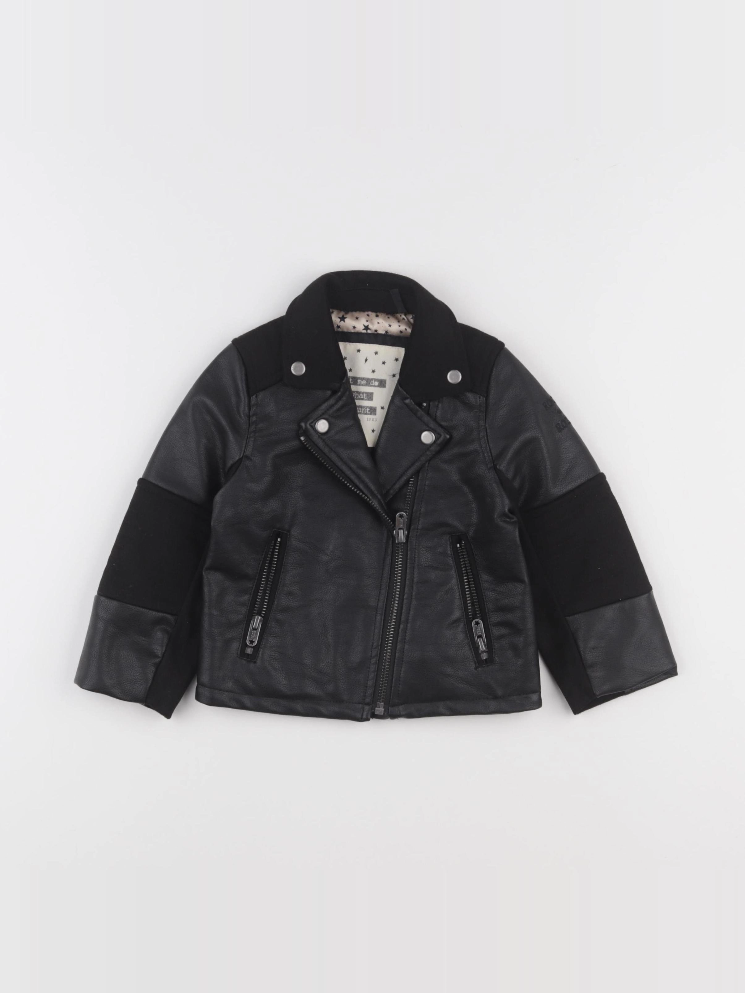 IKKS - veste simili cuir noir - 2 ans
