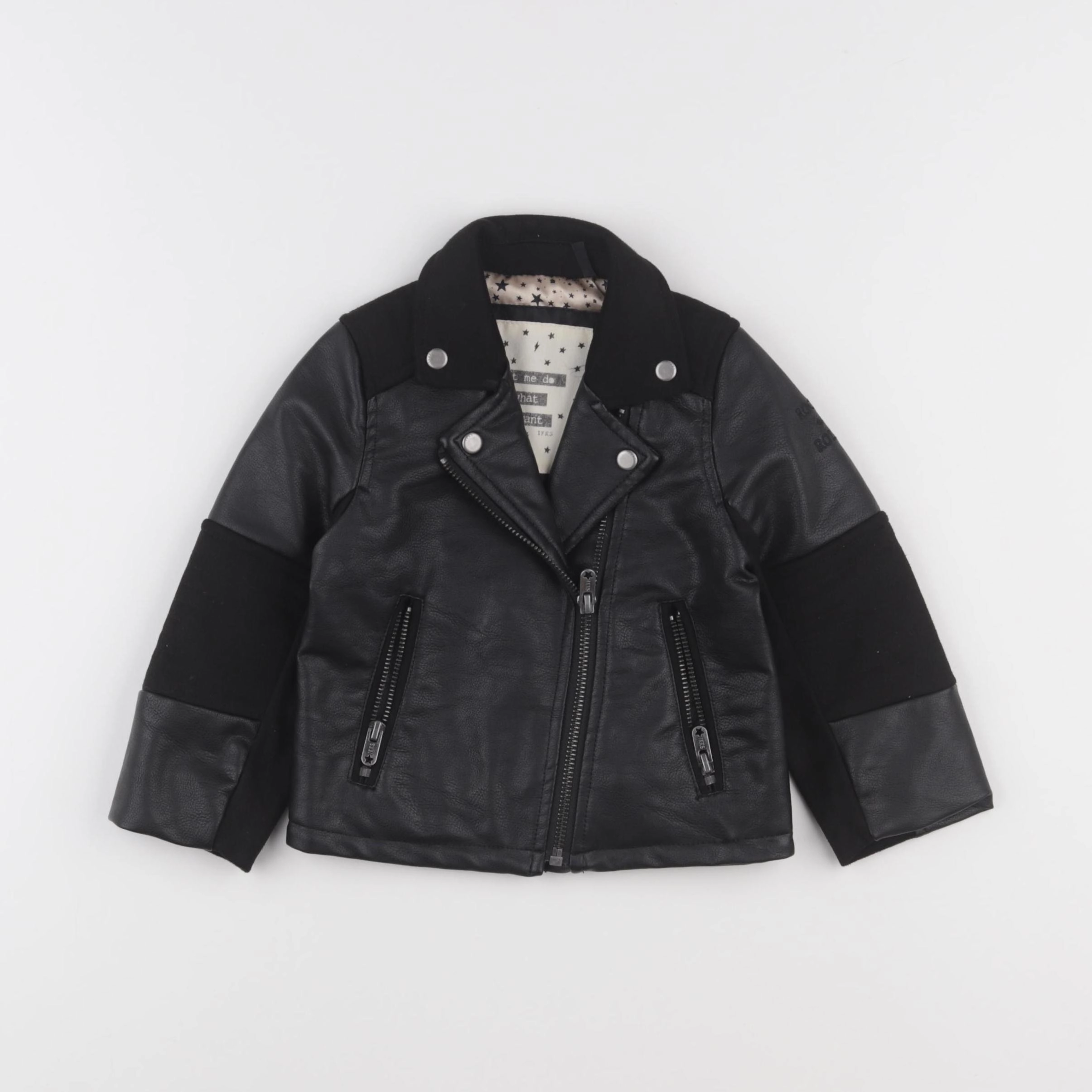 IKKS - veste simili cuir noir - 2 ans