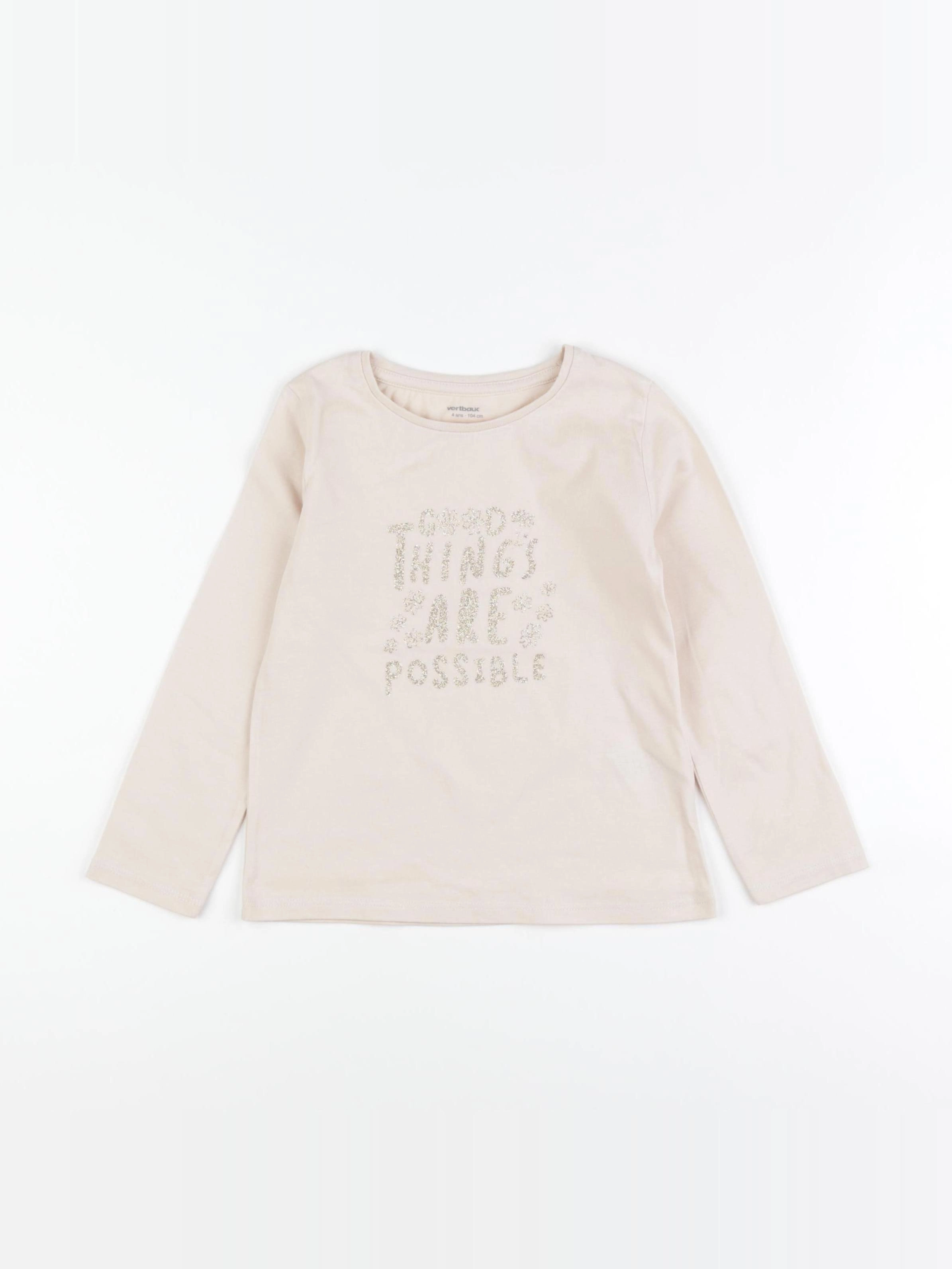 Vertbaudet - tee-shirt beige - 4 ans