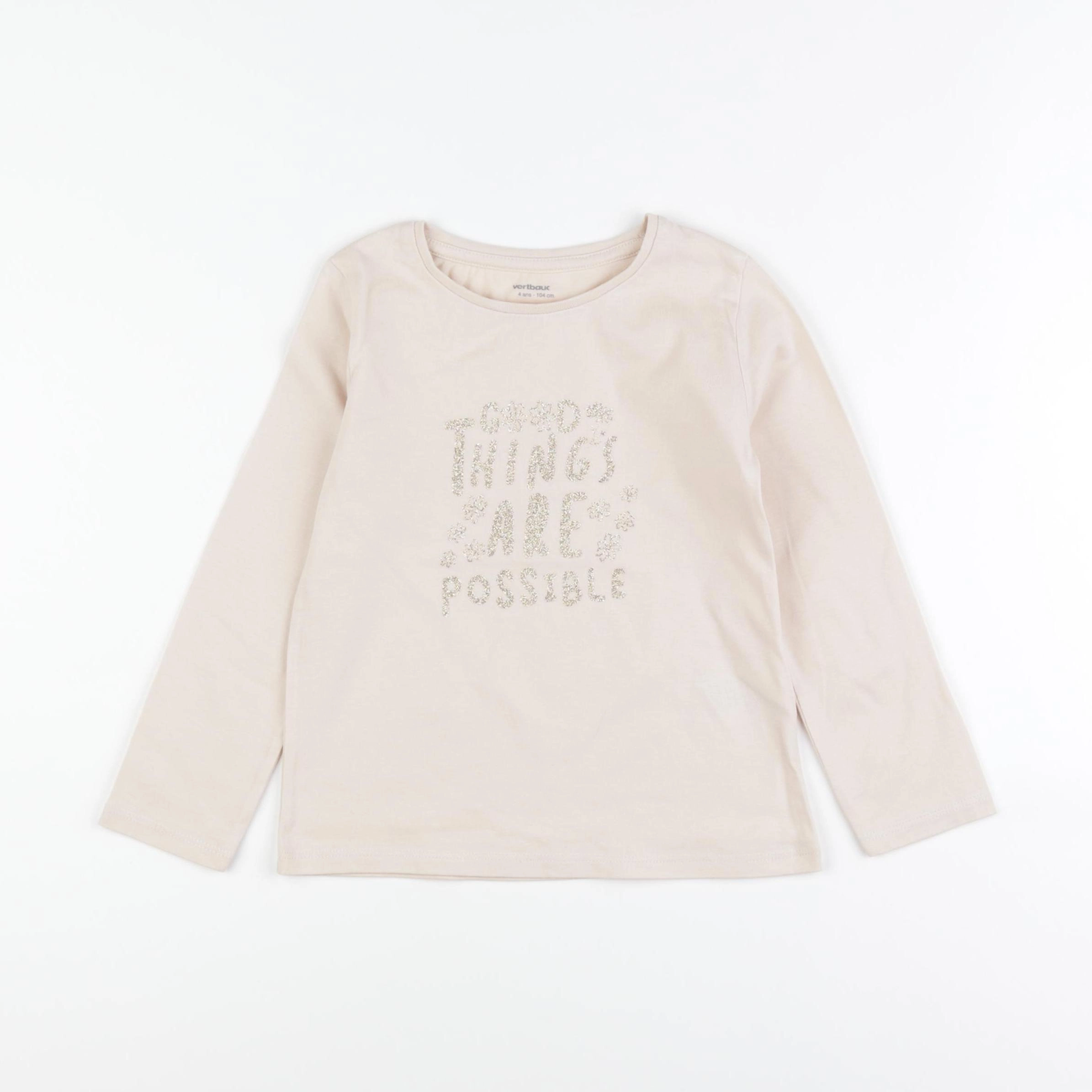 Vertbaudet - tee-shirt beige - 4 ans