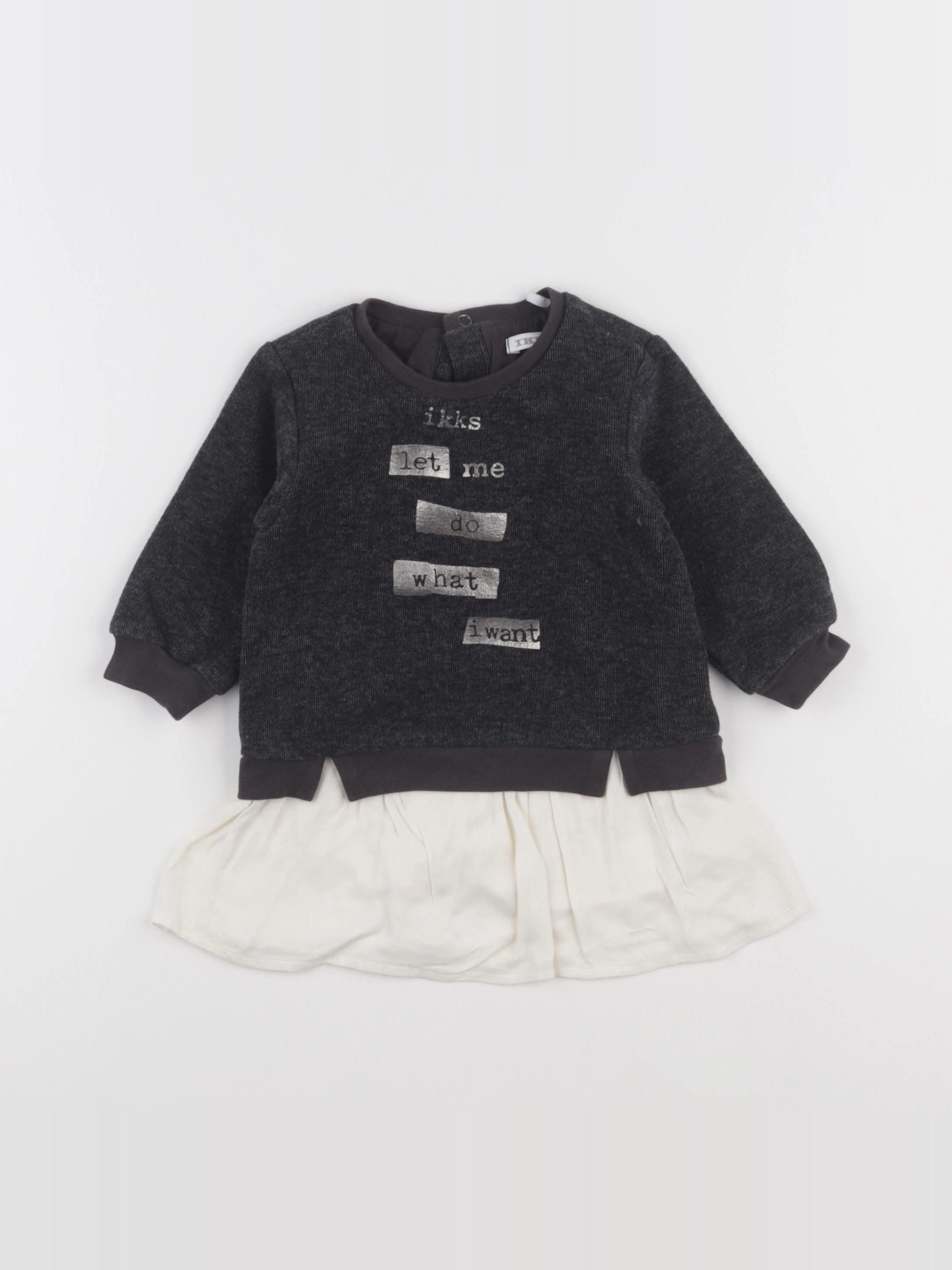 IKKS - robe gris, blanc - 12 mois