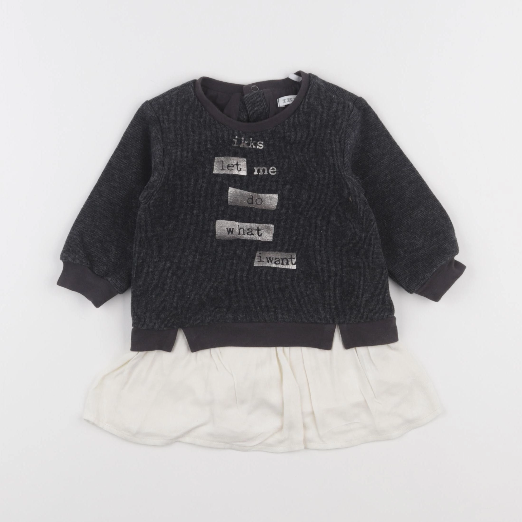 IKKS - robe gris, blanc - 12 mois