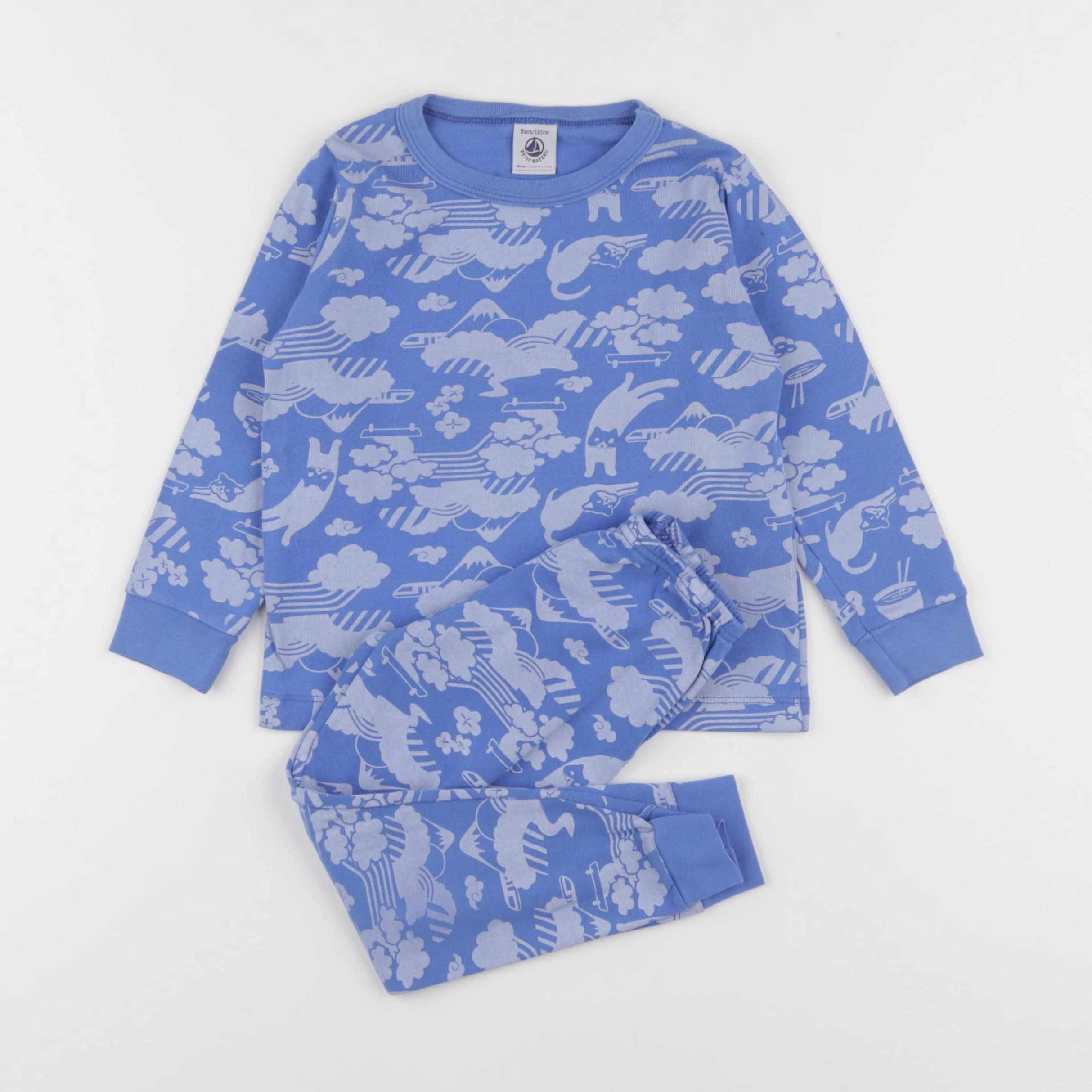 Petit Bateau - pyjama coton bleu - 5 ans