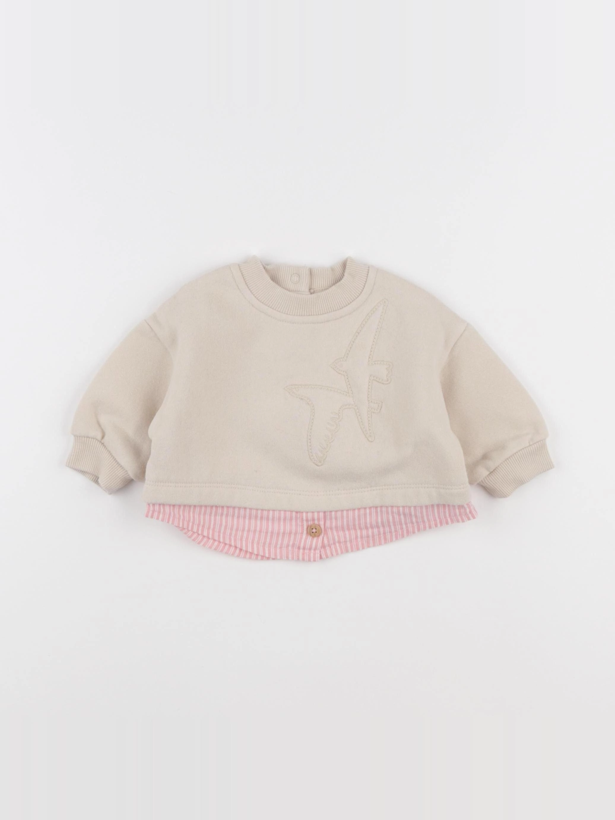 Tape à l'oeil - sweat beige, rose - 3 mois