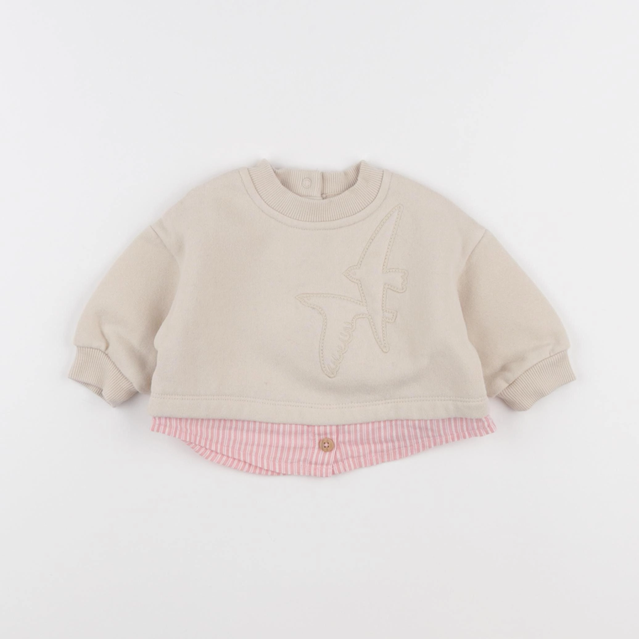 Tape à l'oeil - sweat beige, rose - 3 mois