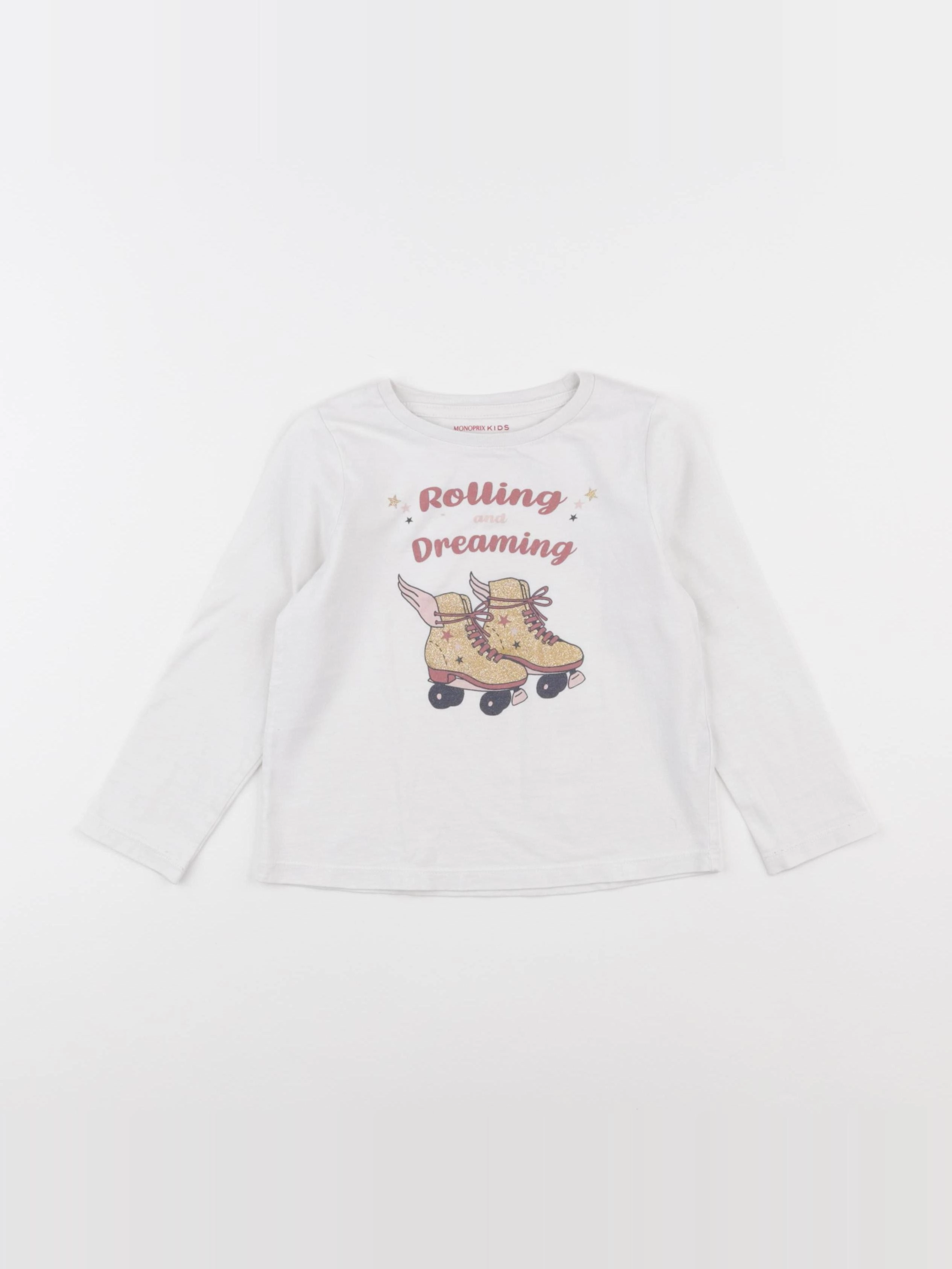 Monoprix - tee-shirt blanc, or - 4 ans