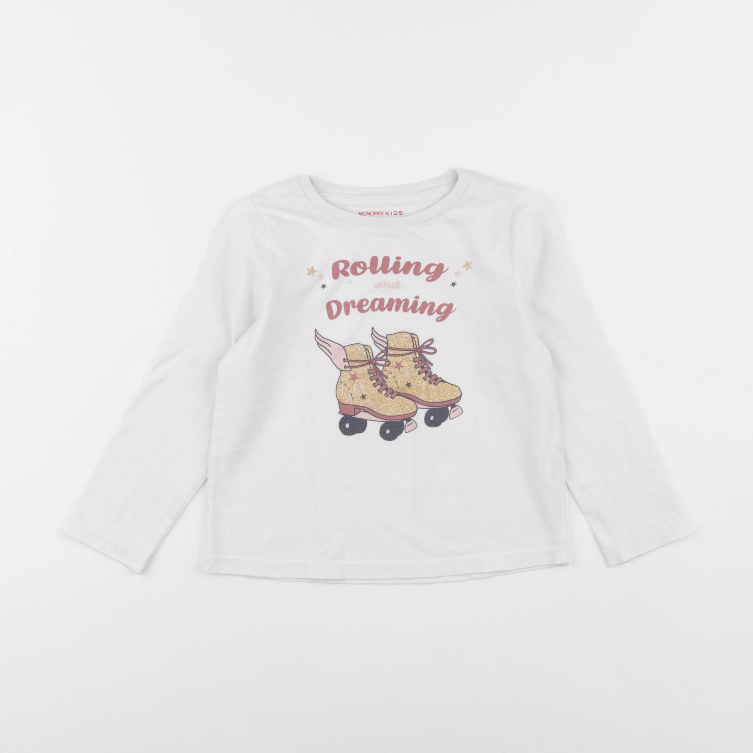 Monoprix - tee-shirt blanc, or - 4 ans
