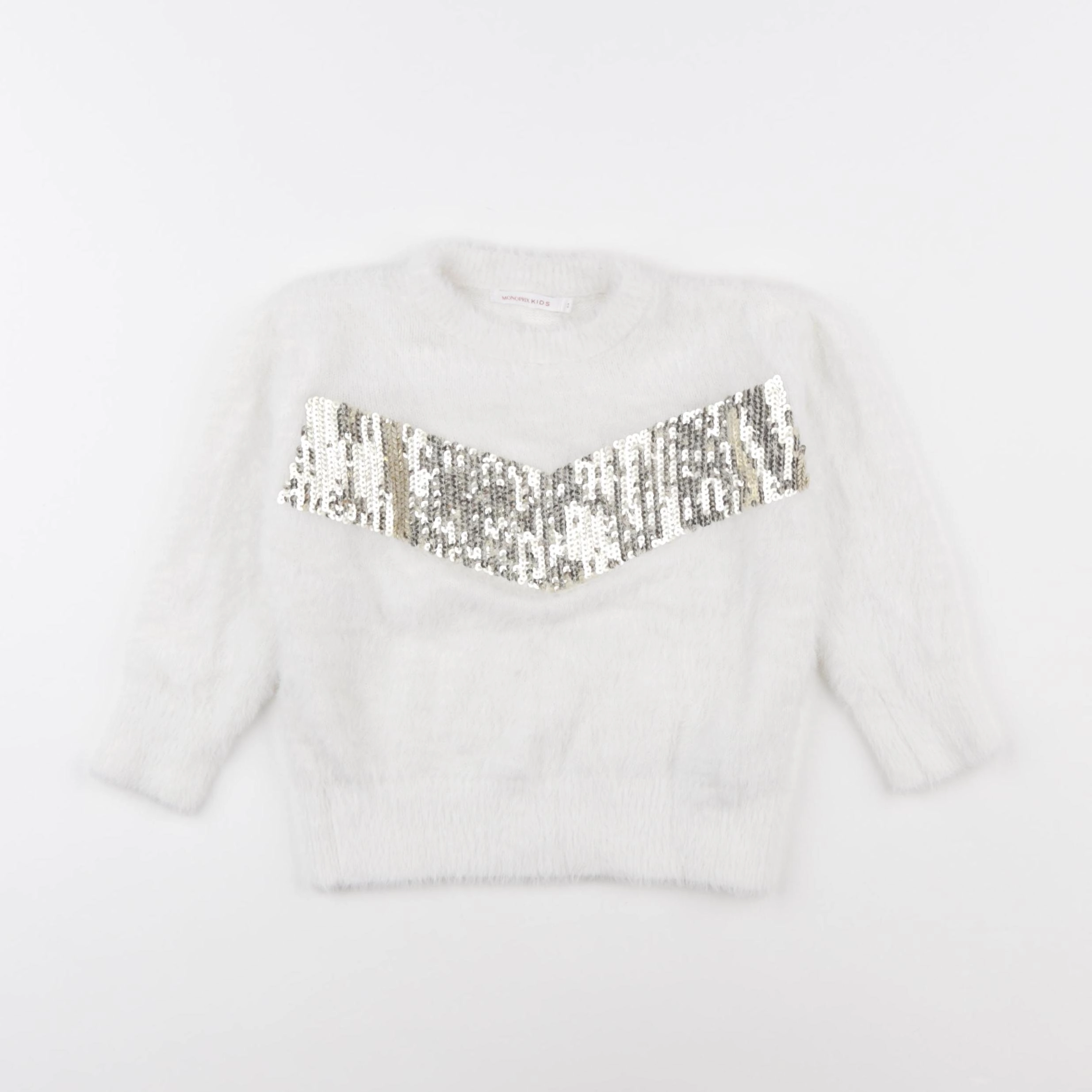 Monoprix - pull blanc, or - 3 ans