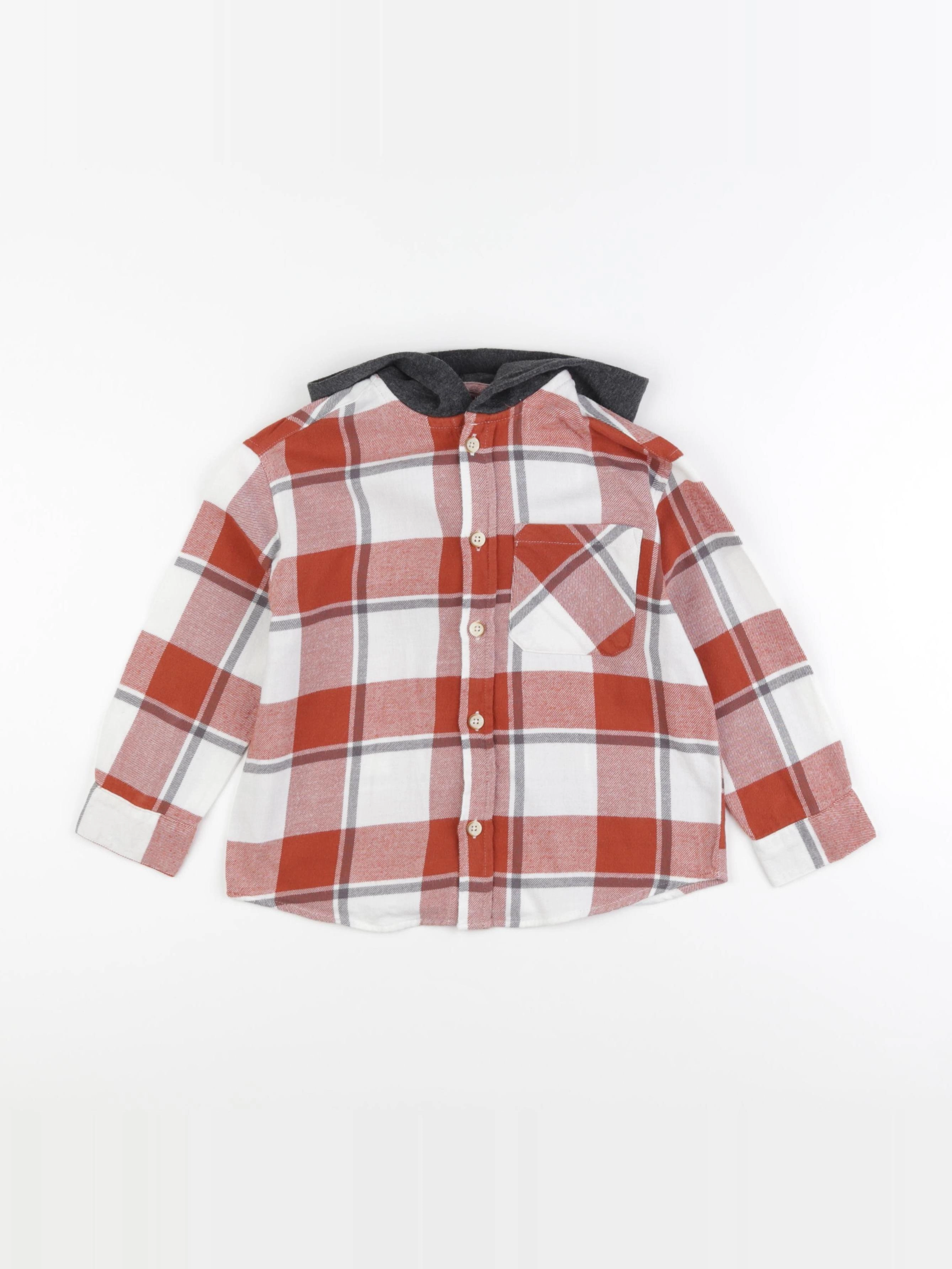 Zara - chemise imprimé au dos blanc, gris, orange - 3/4 ans