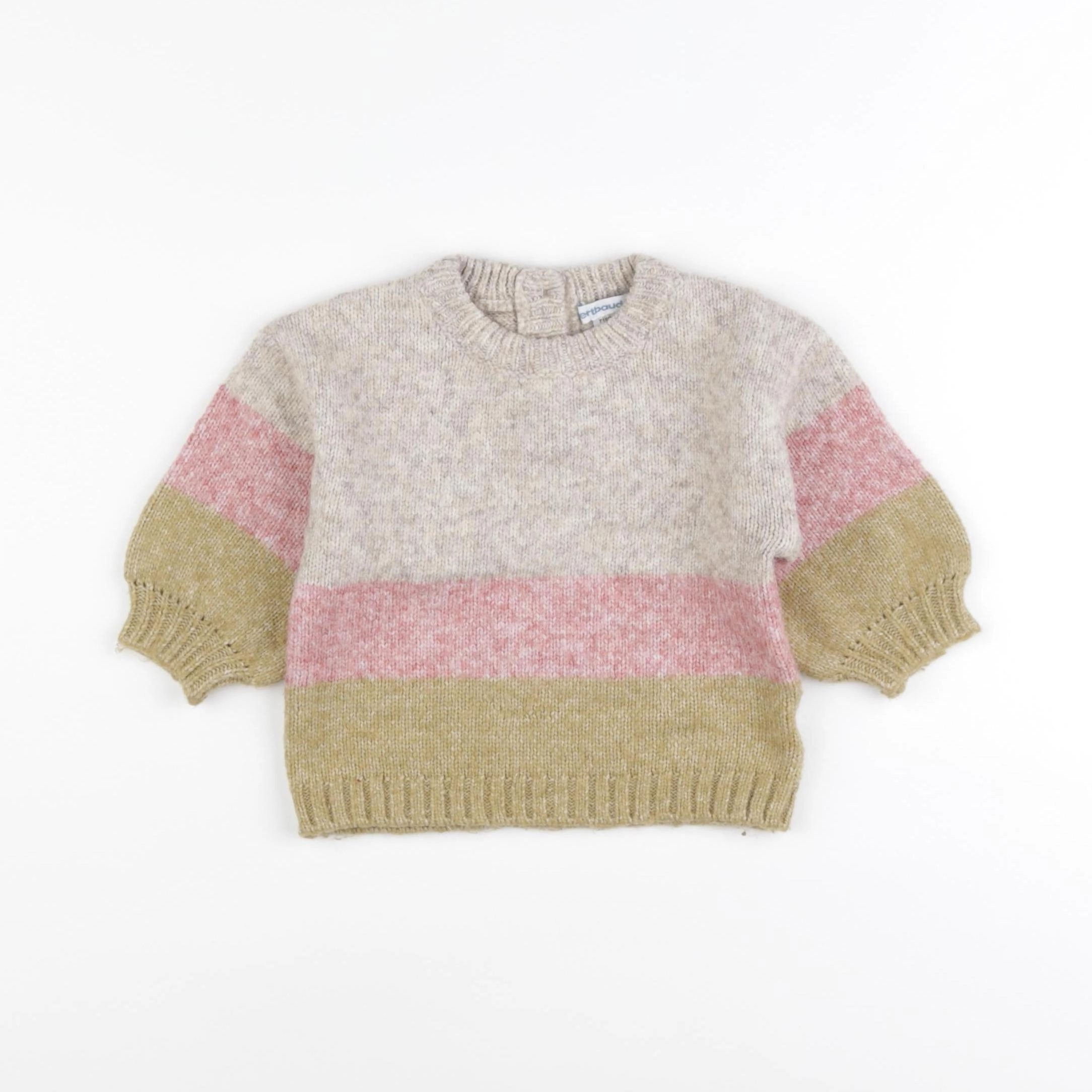 Vertbaudet - pull beige - 9 mois