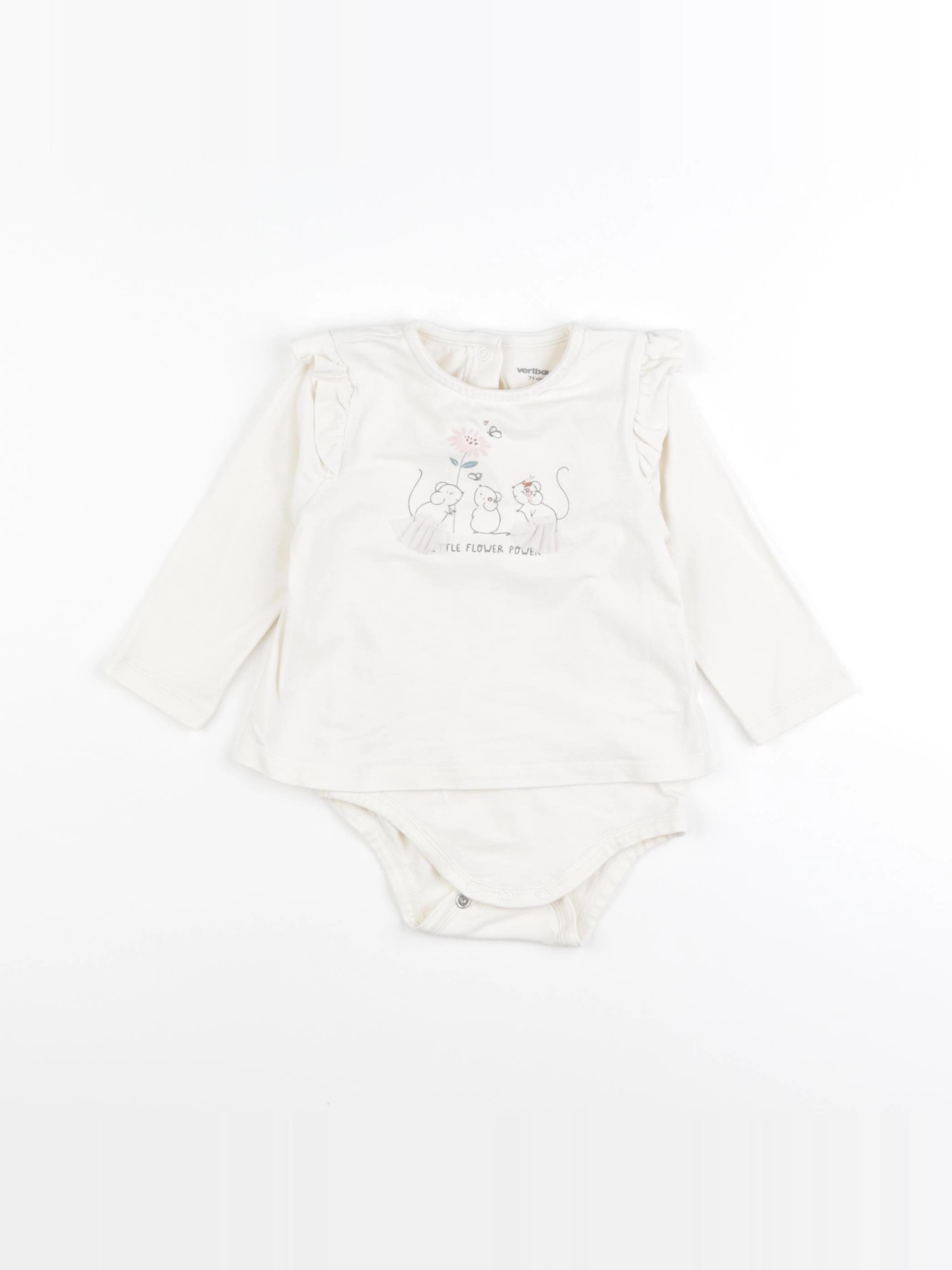 Vertbaudet - body tee-shirt blanc - 9 mois