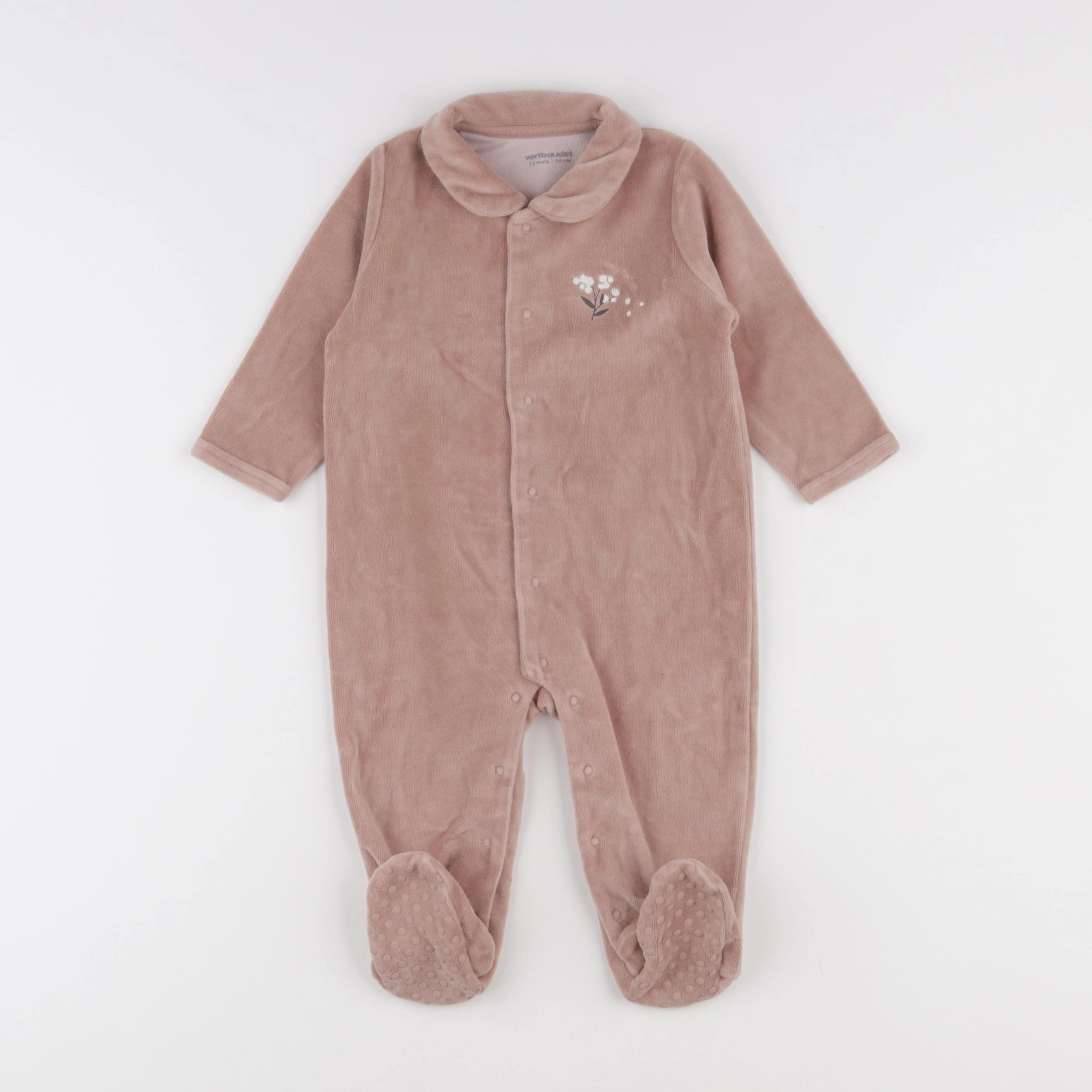 Vertbaudet - pyjama velours rose - 12 mois