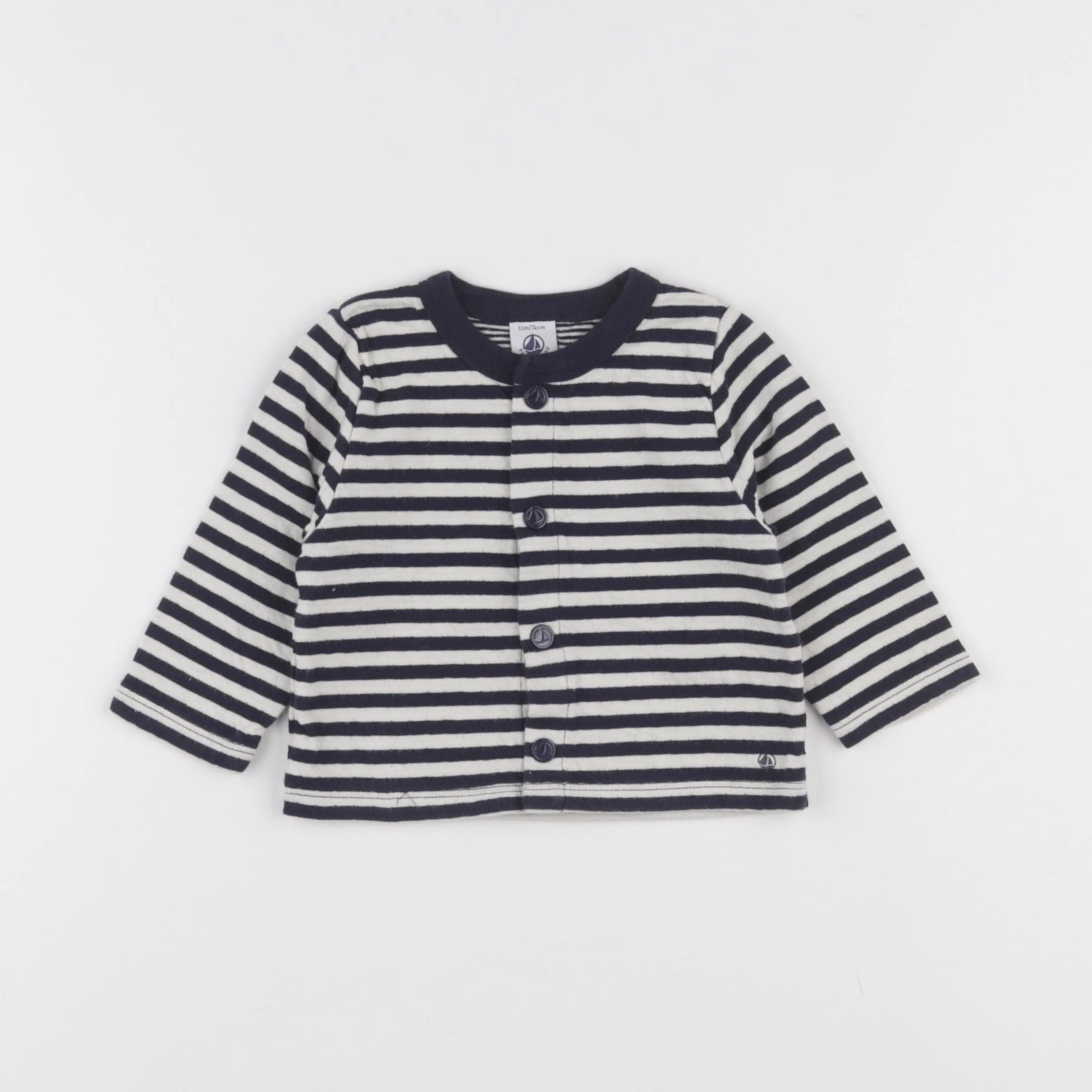 Petit Bateau - gilet bleu - 12 mois