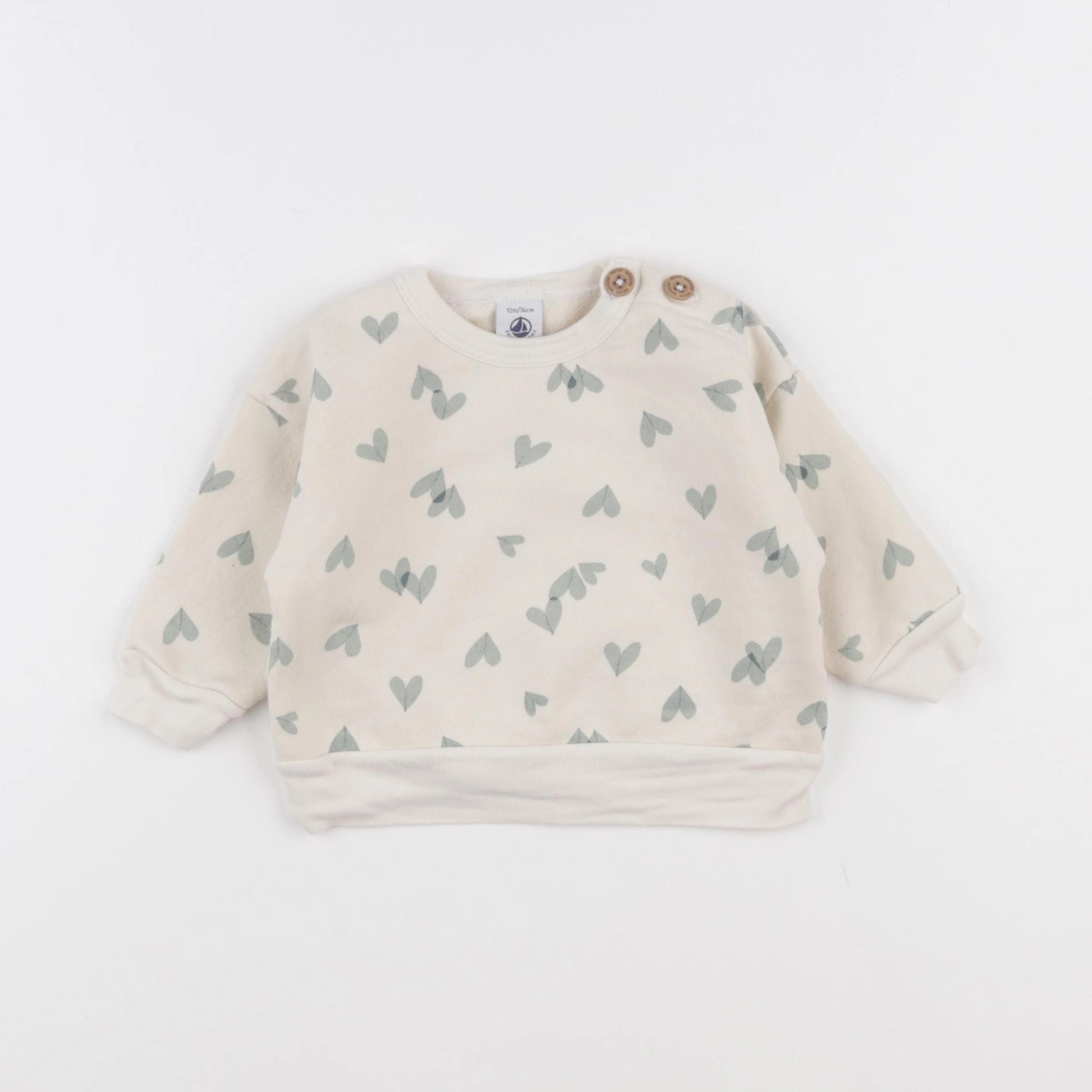 Petit Bateau - sweat beige - 12 mois