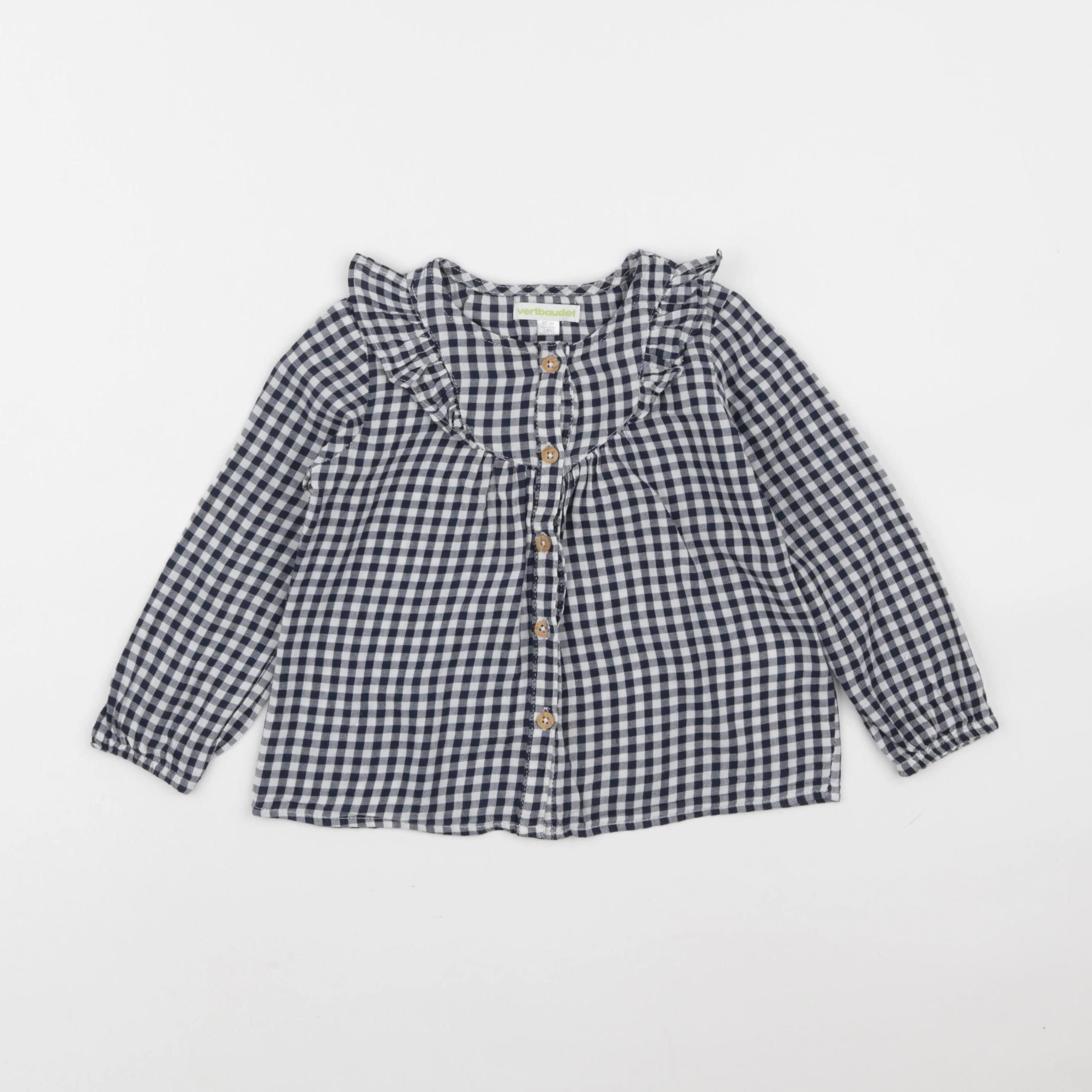 Vertbaudet - blouse bleu, blanc - 3 ans
