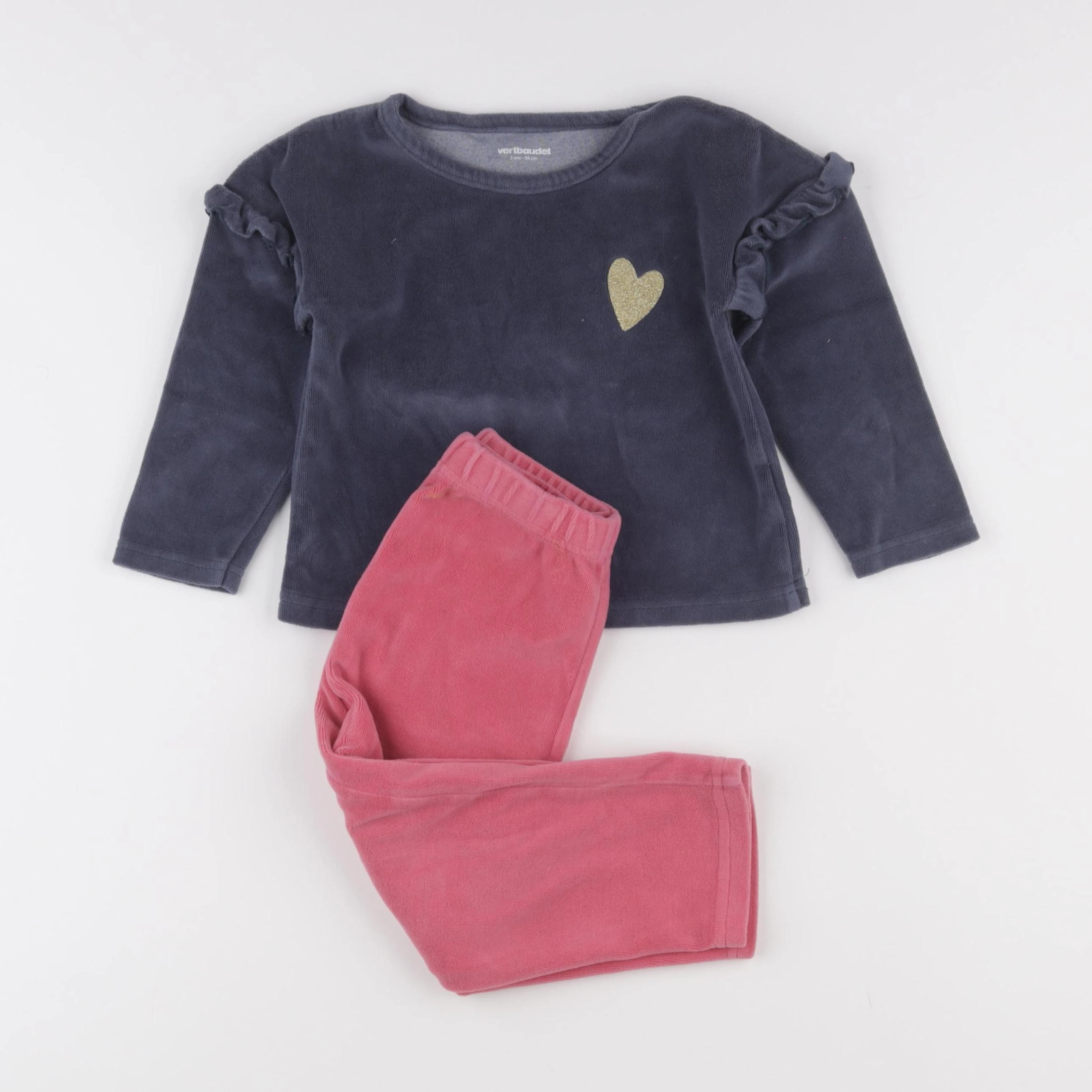 Vertbaudet - pyjama velours rose - 3 ans