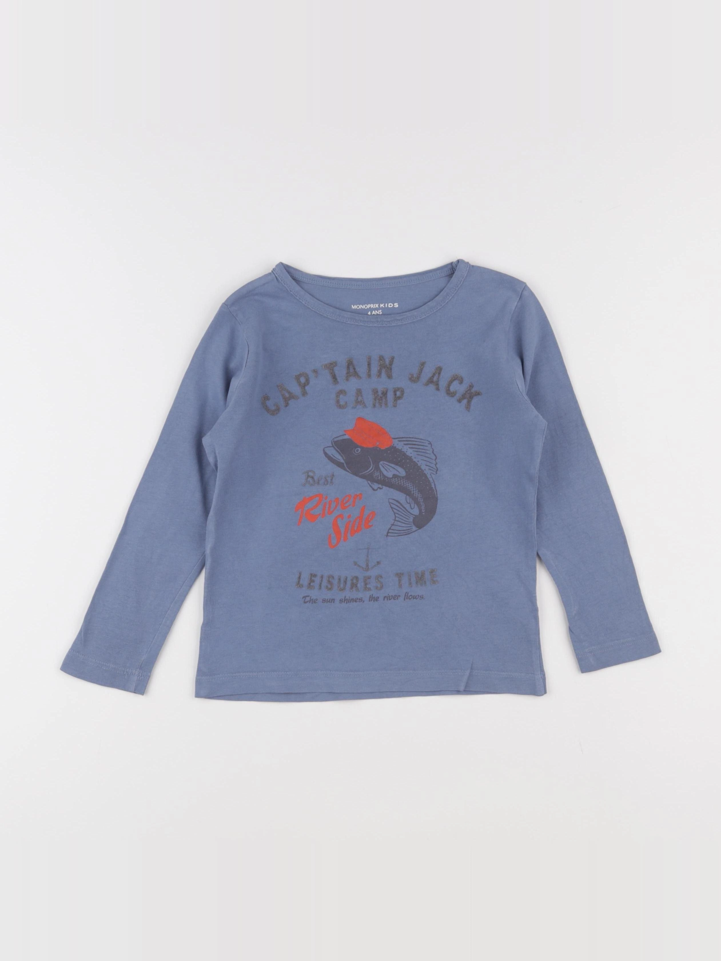 Monoprix - tee-shirt bleu - 4 ans
