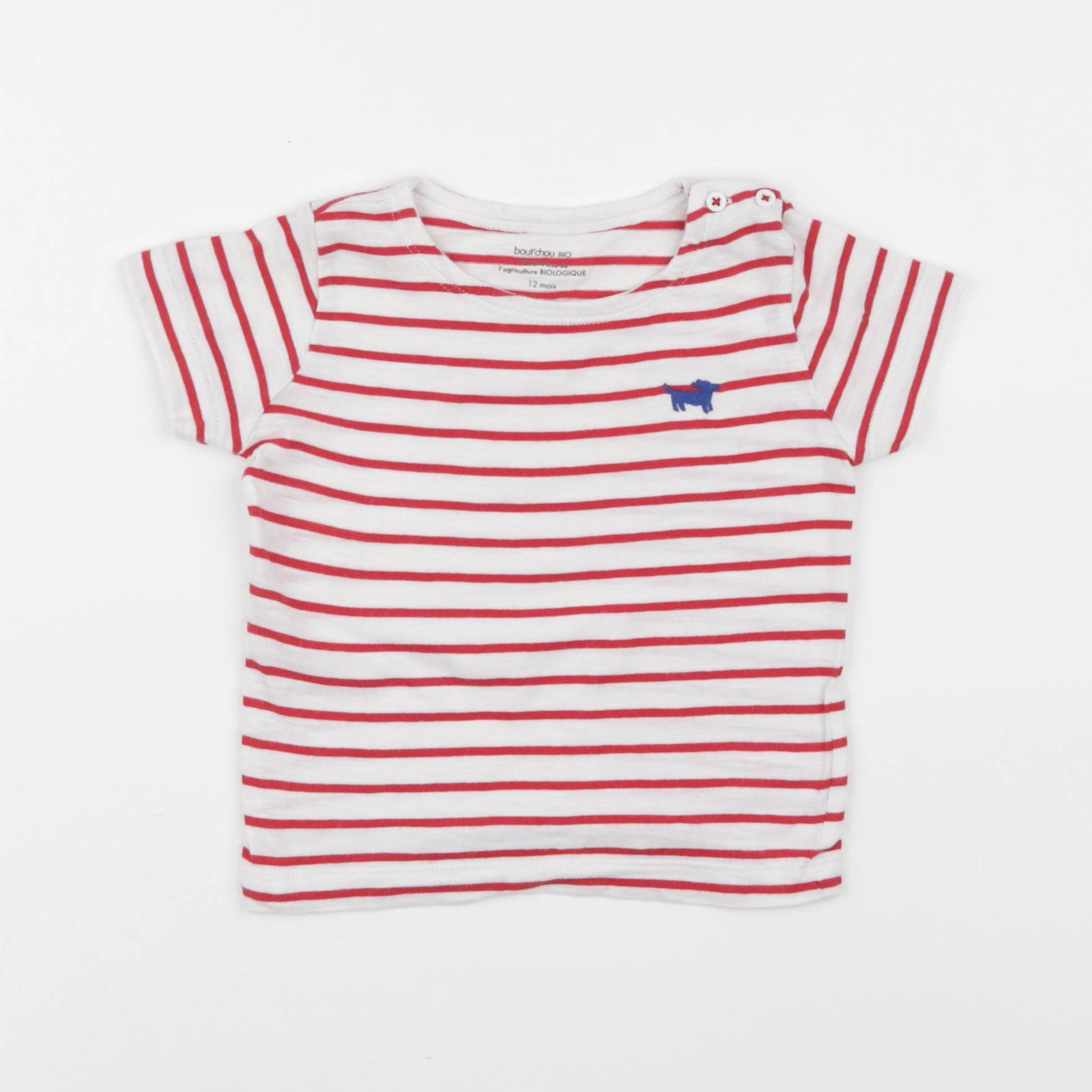 Boutchou - tee-shirt blanc, rouge - 12 mois