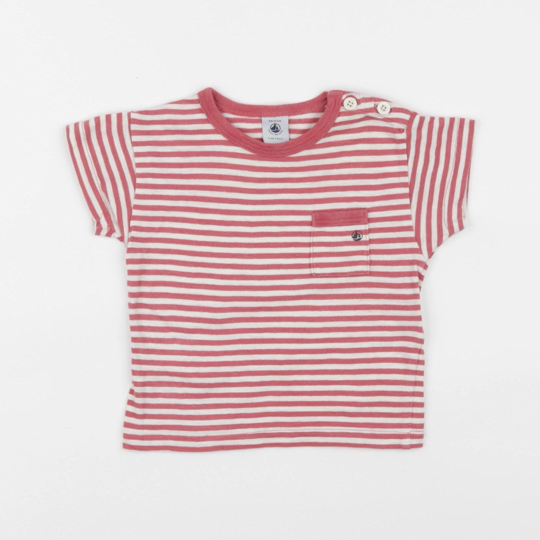 Petit Bateau - tee-shirt beige, rose - 6 mois