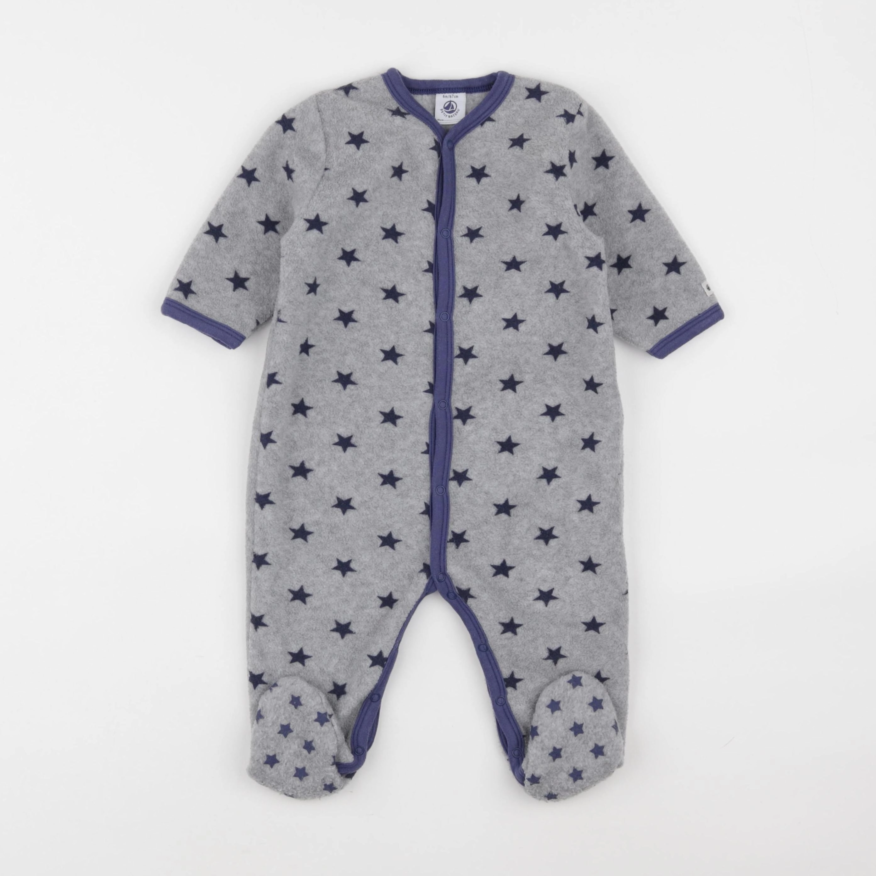 Petit Bateau - pyjama coton gris - 6 mois